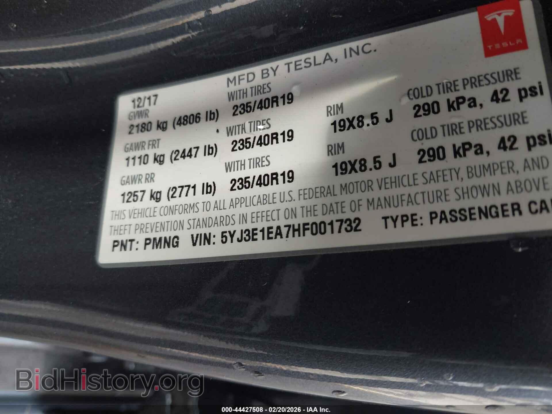 2017 TESLA MODEL 3 - VIN: 5YJ3E1EA7HF001732 - Photo 9