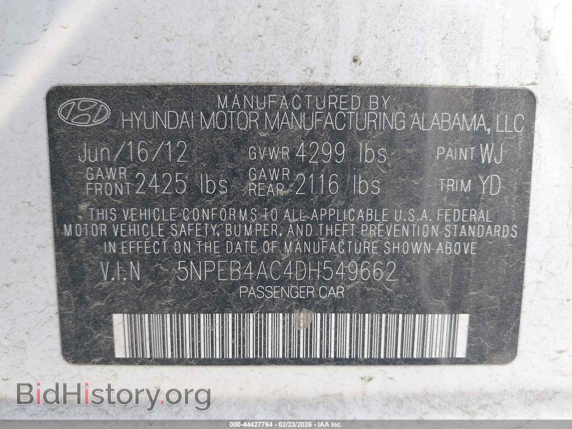 2013 HYUNDAI SONATA - VIN: 5NPEB4AC4DH549662 - Фото 9