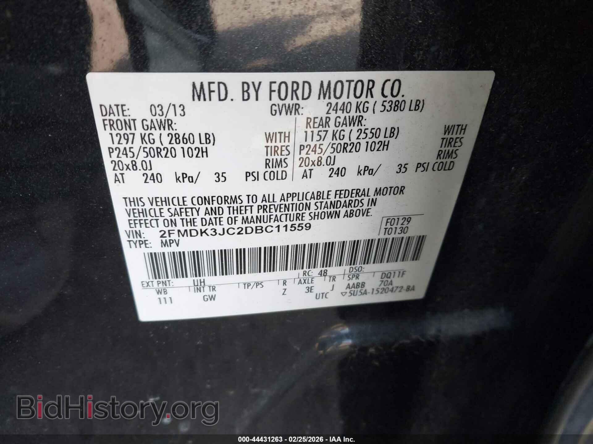 2013 FORD EDGE - VIN: 2FMDK3JC2DBC11559 - Photo 9