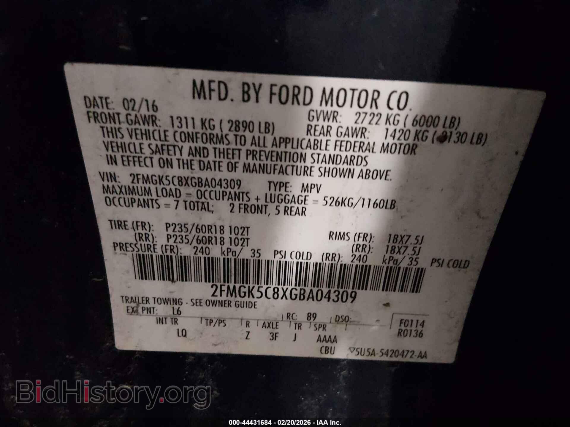 2016 FORD FLEX - VIN: 2FMGK5C8XGBA04309 - Photo 9