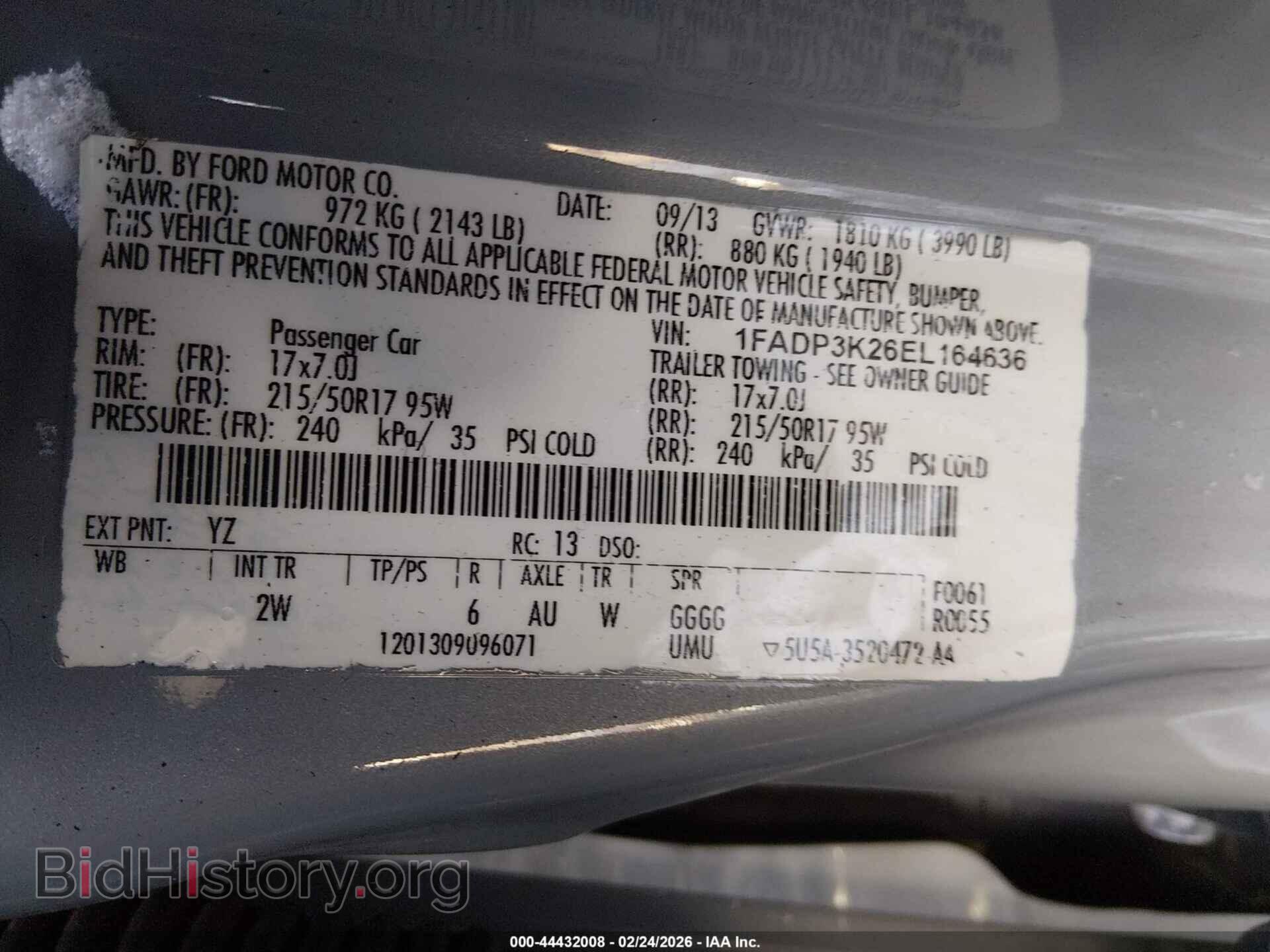 2014 FORD FOCUS - VIN: 1FADP3K26EL164636 - Фото 9