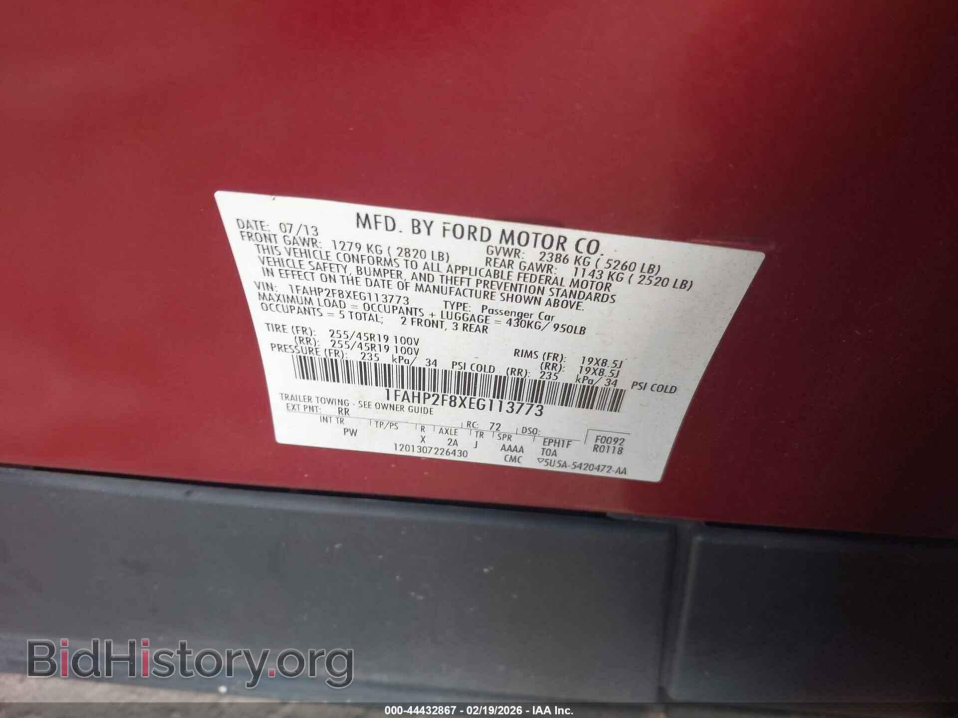 2014 FORD TAURUS - VIN: 1FAHP2F8XEG113773 - Фото 9