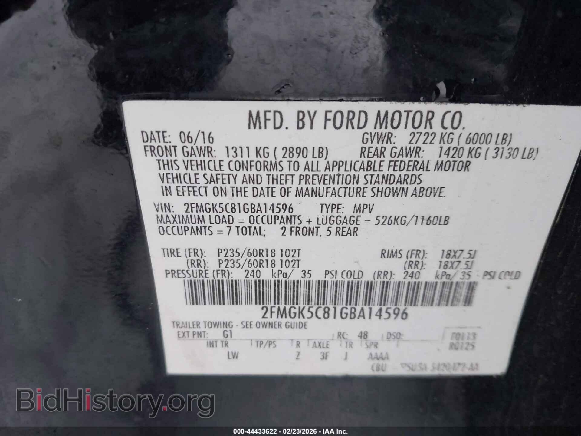 2016 FORD FLEX - VIN: 2FMGK5C81GBA14596 - Фото 9