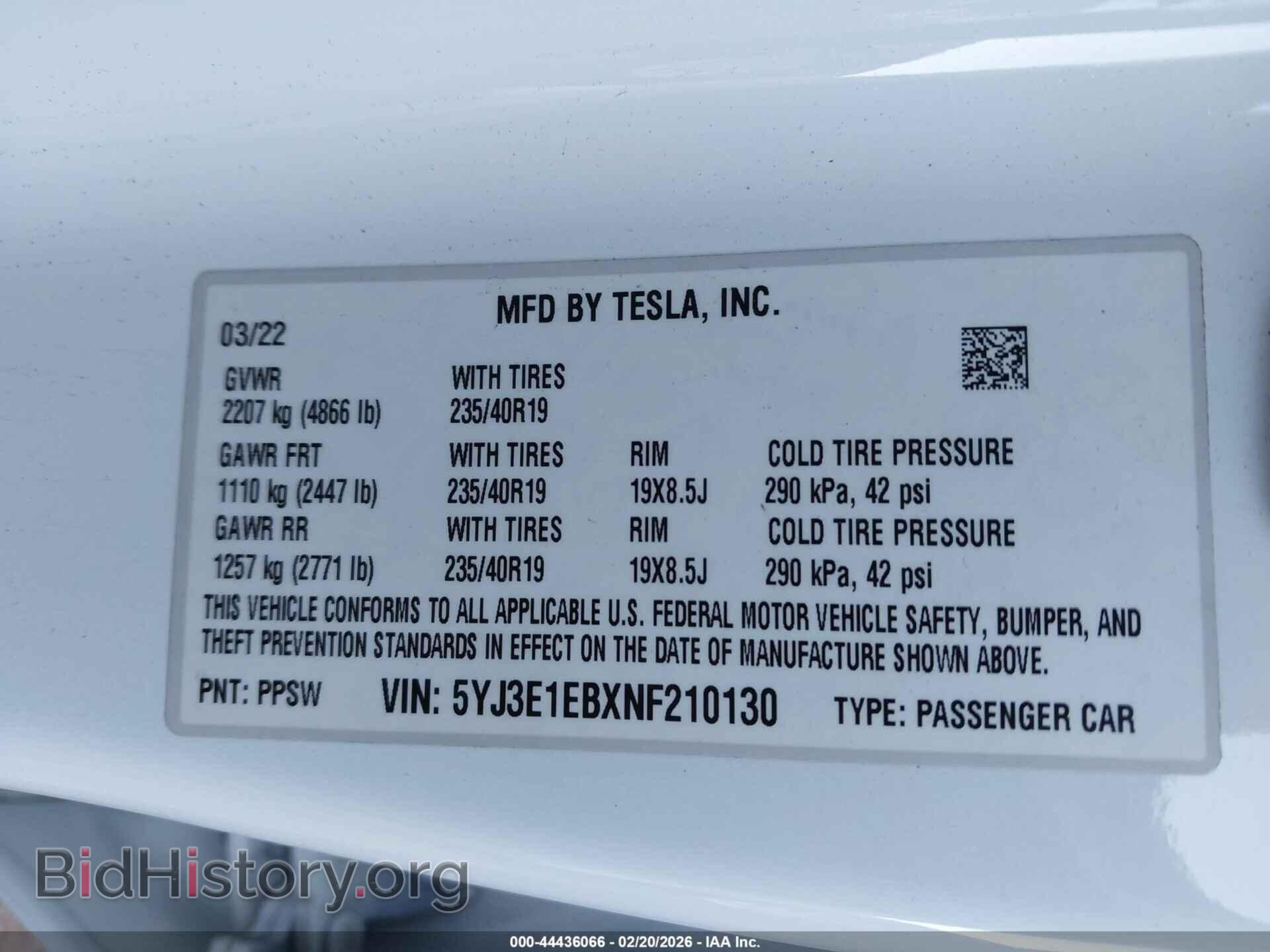 2022 TESLA MODEL 3 - VIN: 5YJ3E1EBXNF210130 - Фото 9