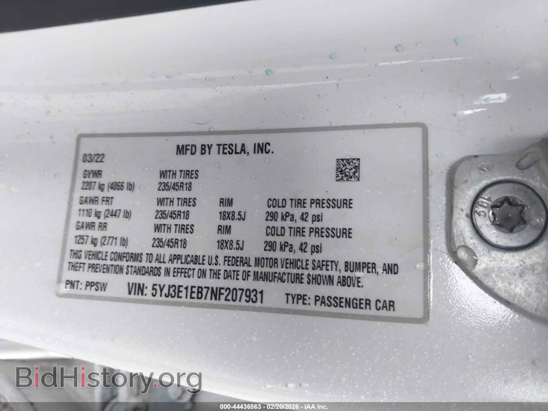 2022 TESLA MODEL 3 - VIN: 5YJ3E1EB7NF207931 - Фото 9