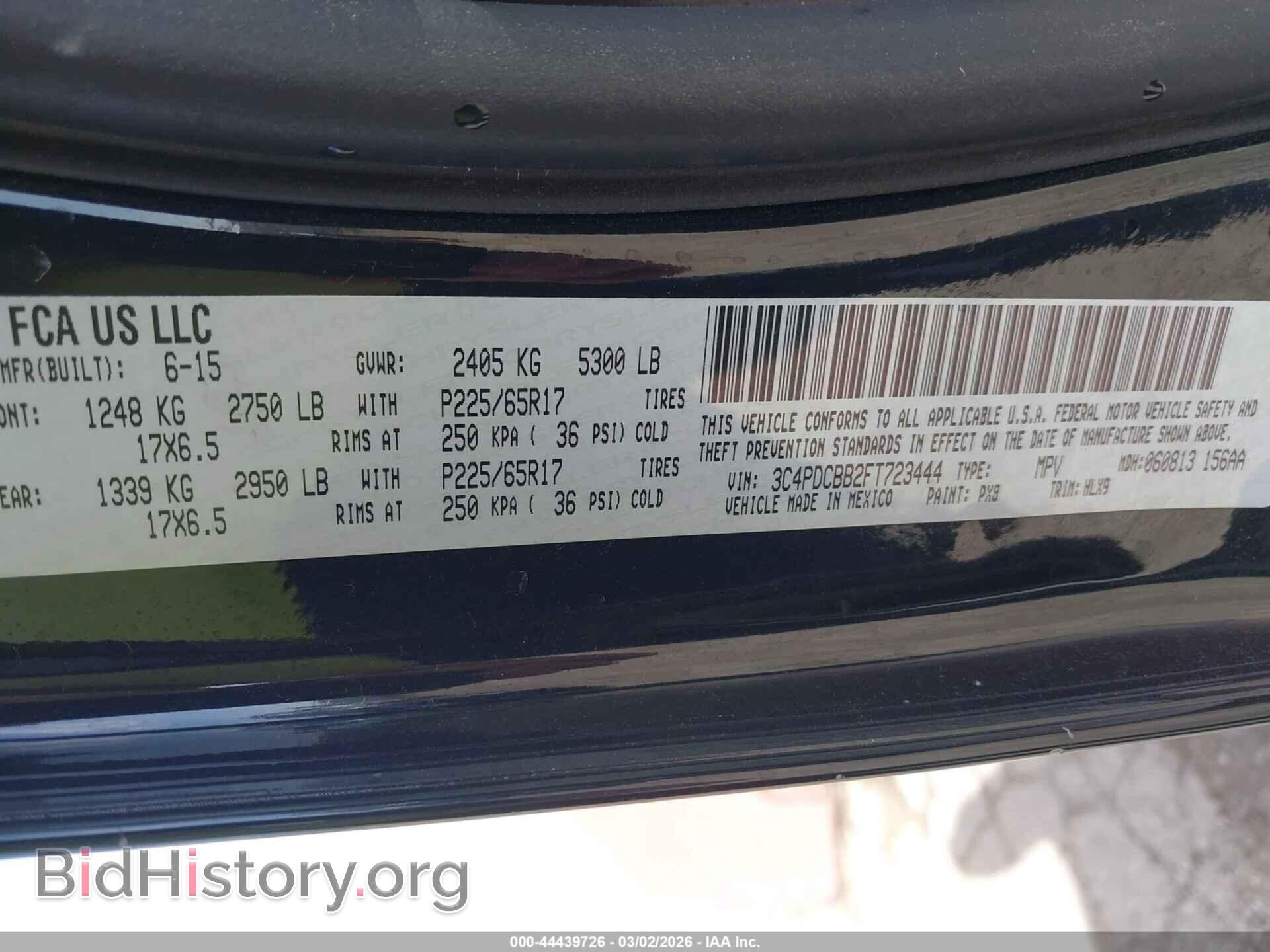 2015 DODGE JOURNEY - VIN: 3C4PDCBB2FT723444 - Фото 9