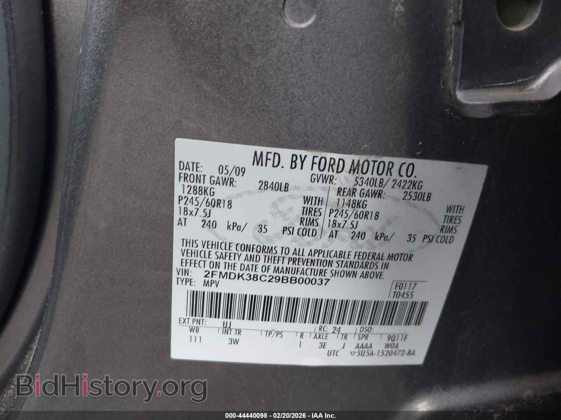 2009 FORD EDGE - VIN: 2FMDK38C29BB00037 - Фото 9