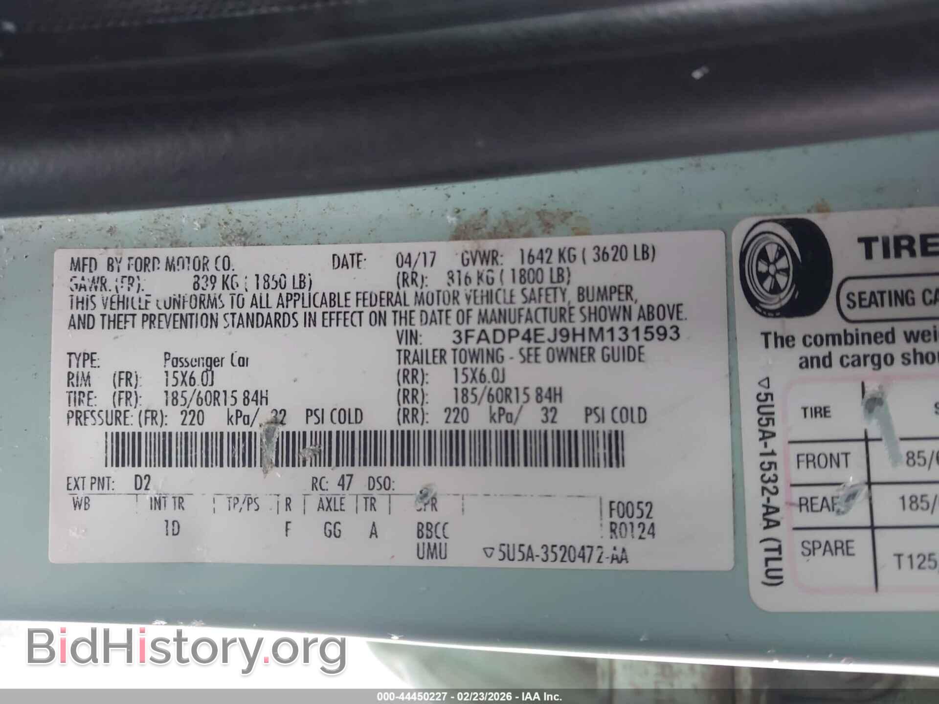 2017 FORD FIESTA - VIN: 3FADP4EJ9HM131593 - Фото 9