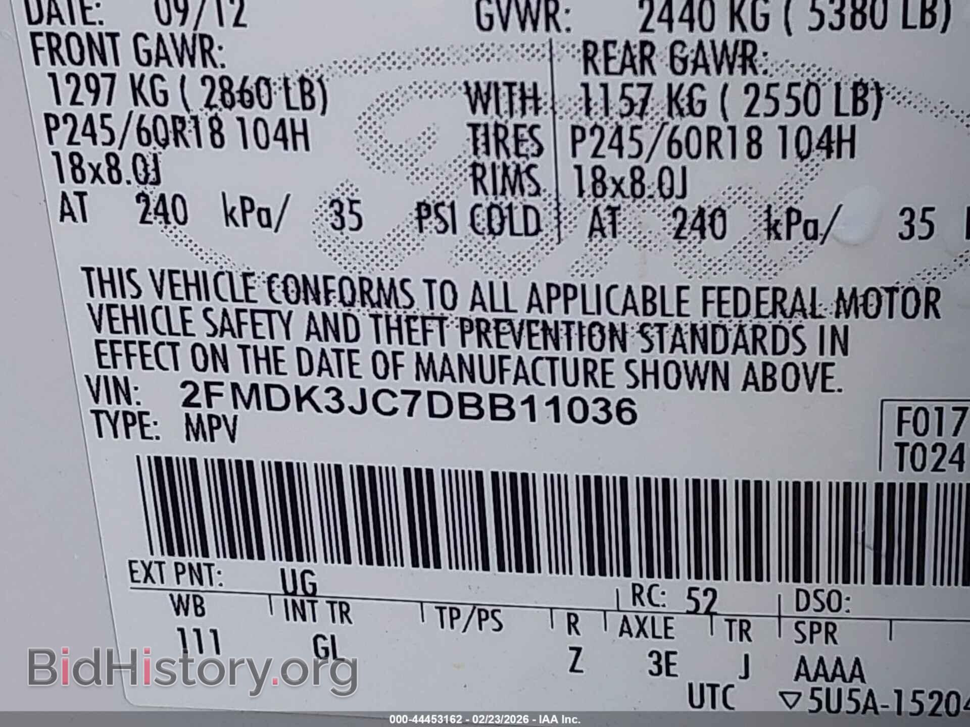 2013 FORD EDGE - VIN: 2FMDK3JC7DBB11036 - Фото 9