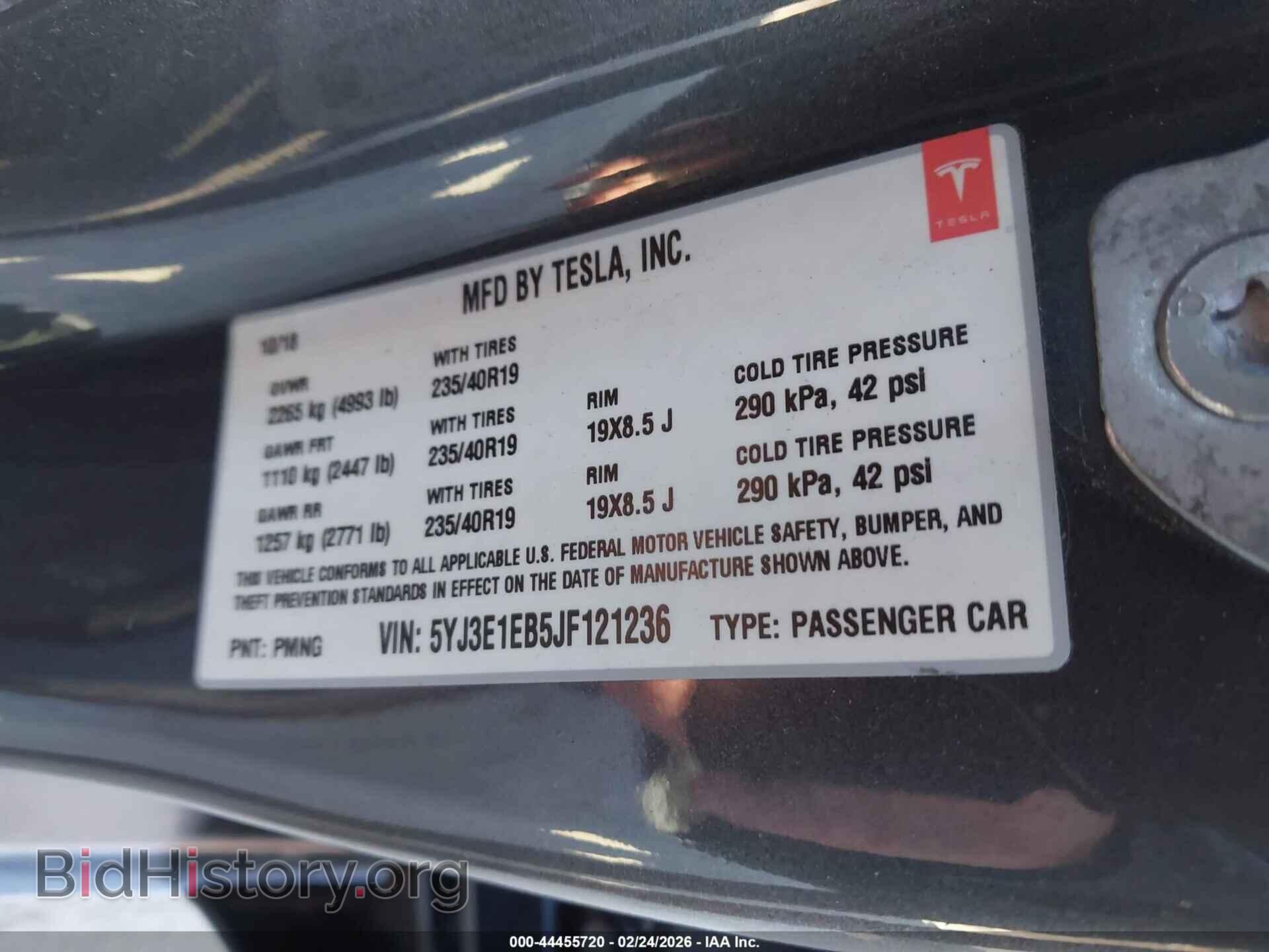2018 TESLA MODEL 3 - VIN: 5YJ3E1EB5JF121236 - Фото 9