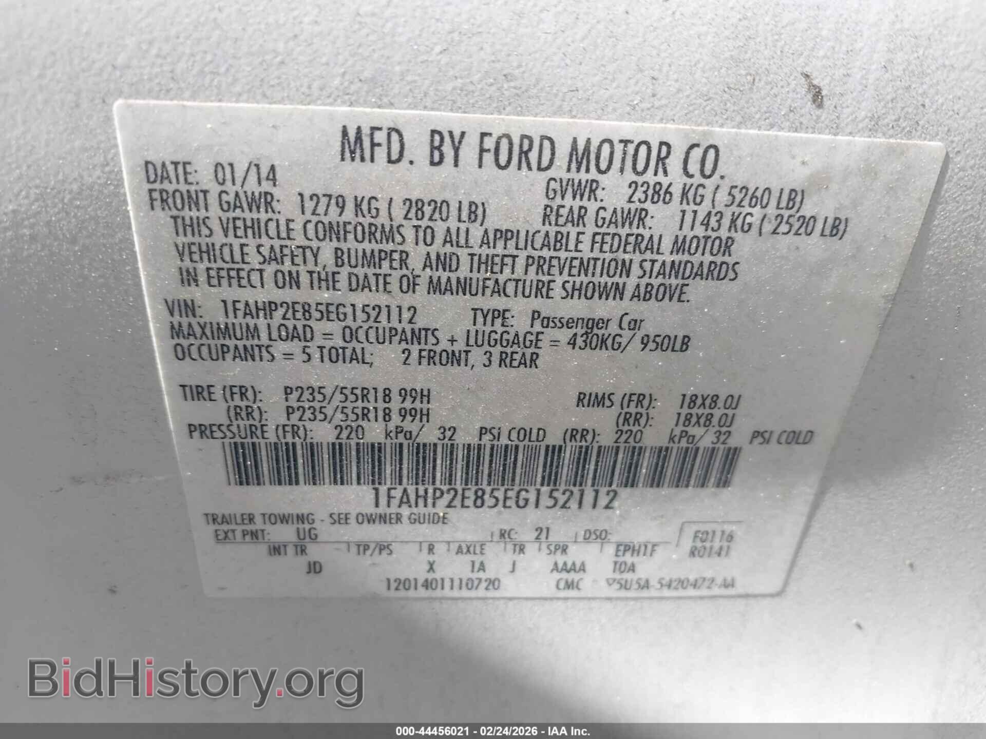 2014 FORD TAURUS - VIN: 1FAHP2E85EG152112 - Photo 9