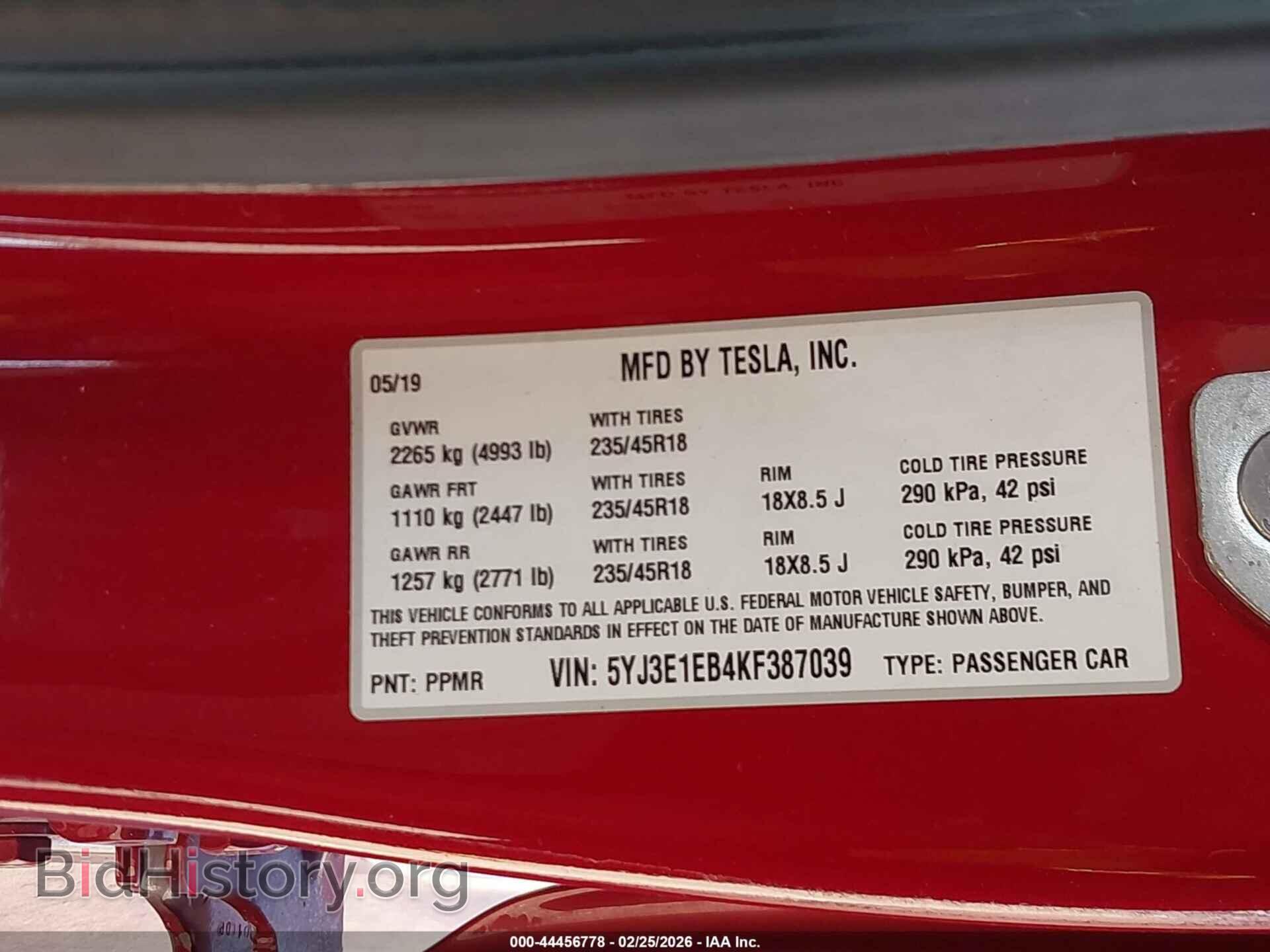 2019 TESLA MODEL 3 - VIN: 5YJ3E1EB4KF387039 - Photo 9