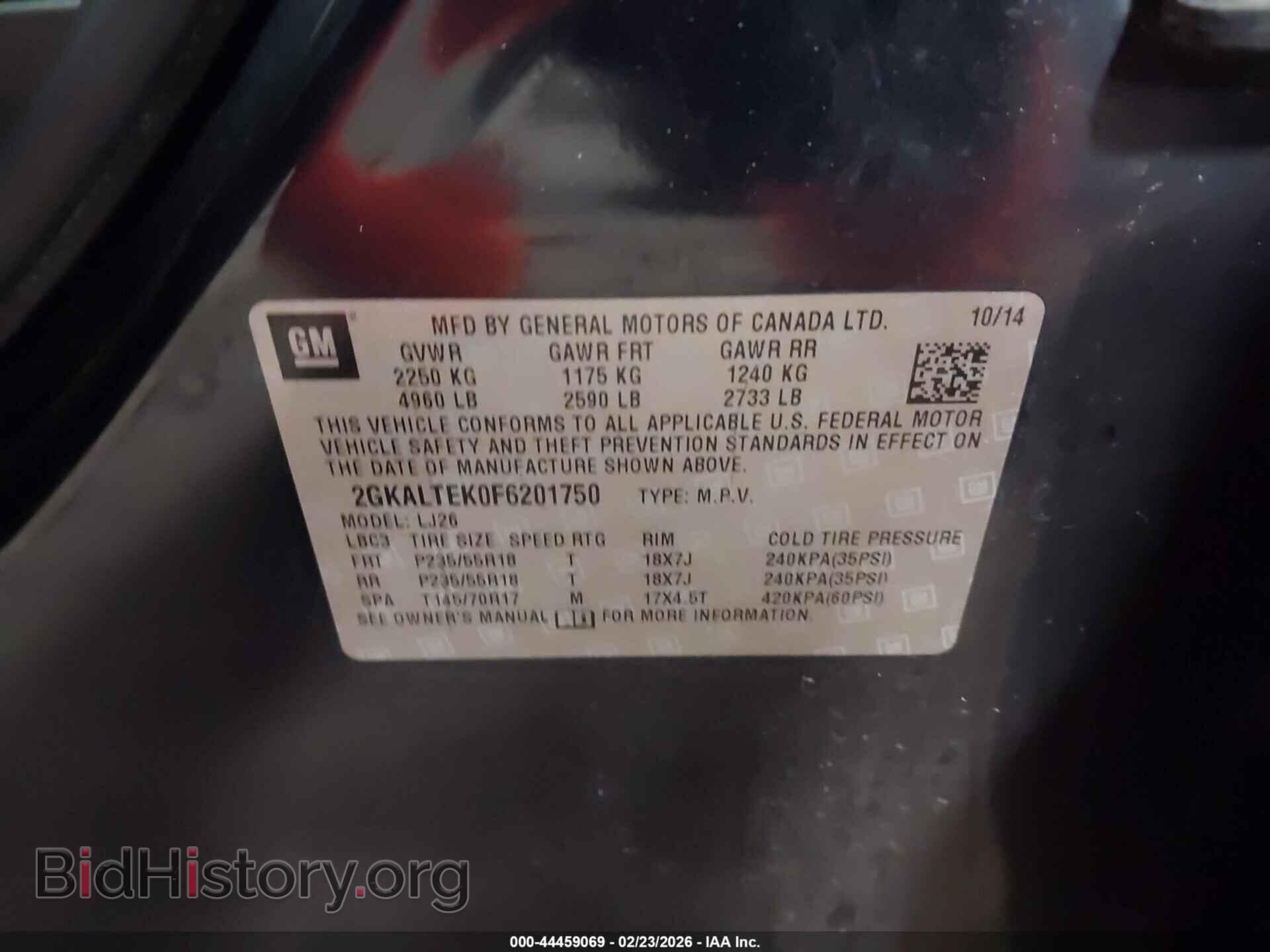 2015 GMC TERRAIN - VIN: 2GKALTEK0F6201750 - Photo 9