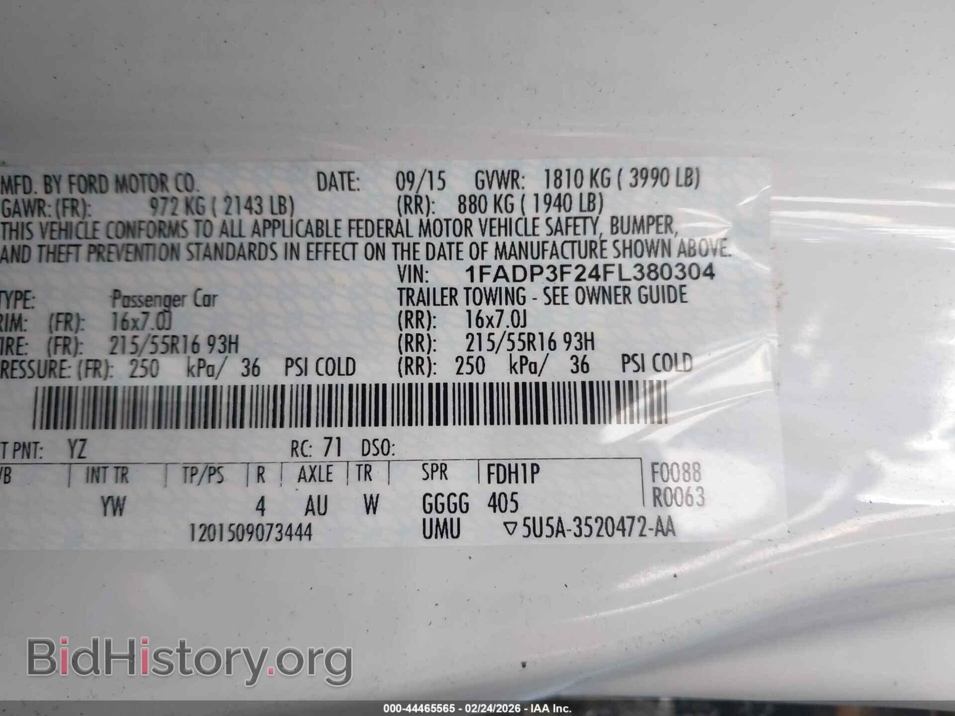 2015 FORD FOCUS - VIN: 1FADP3F24FL380304 - Фото 9