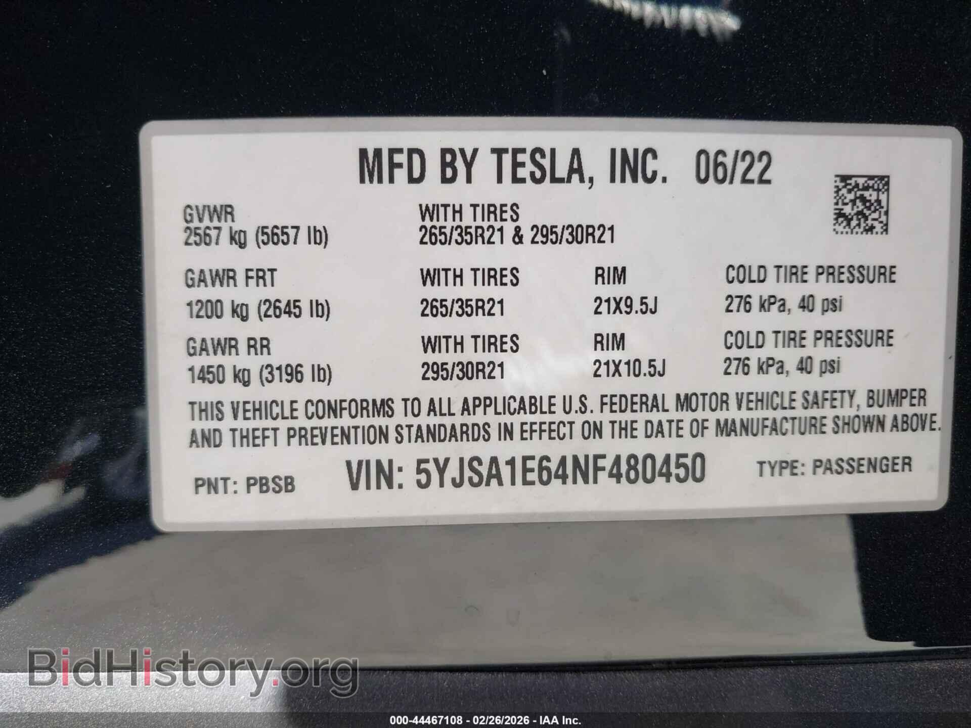 2022 TESLA MODEL S - VIN: 5YJSA1E64NF480450 - Фото 9
