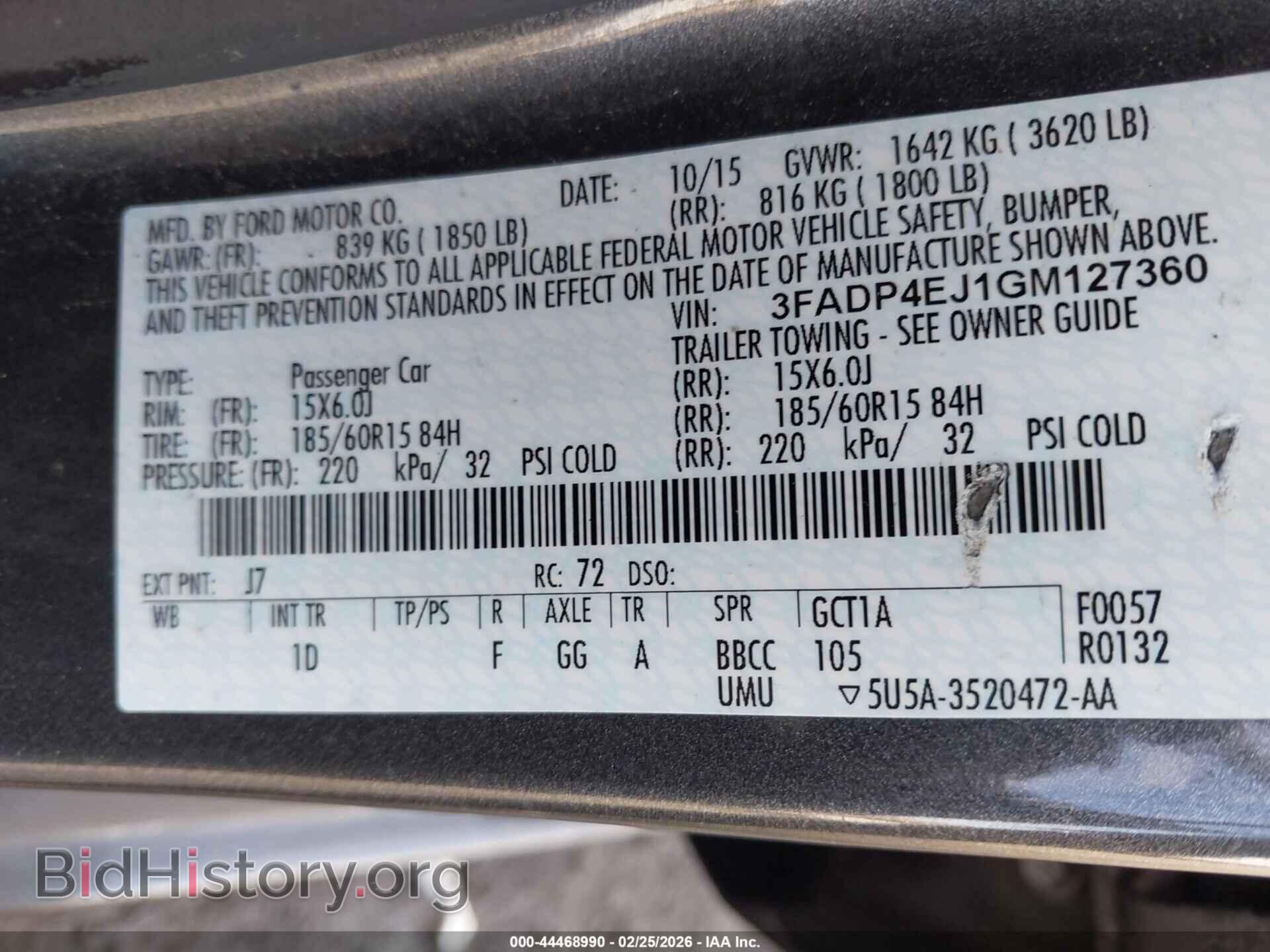 2016 FORD FIESTA - VIN: 3FADP4EJ1GM127360 - Фото 9