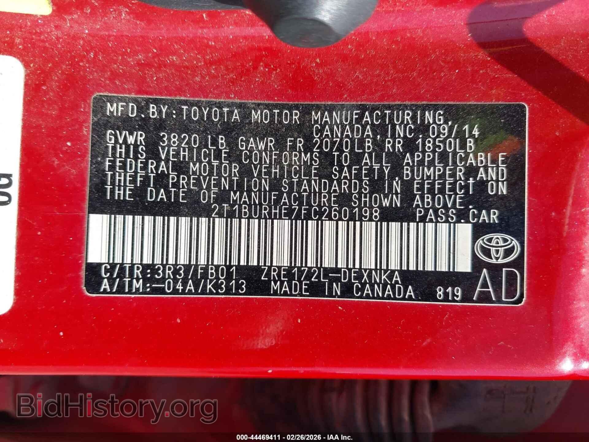 2015 TOYOTA COROLLA - VIN: 2T1BURHE7FC260198 - Фото 9