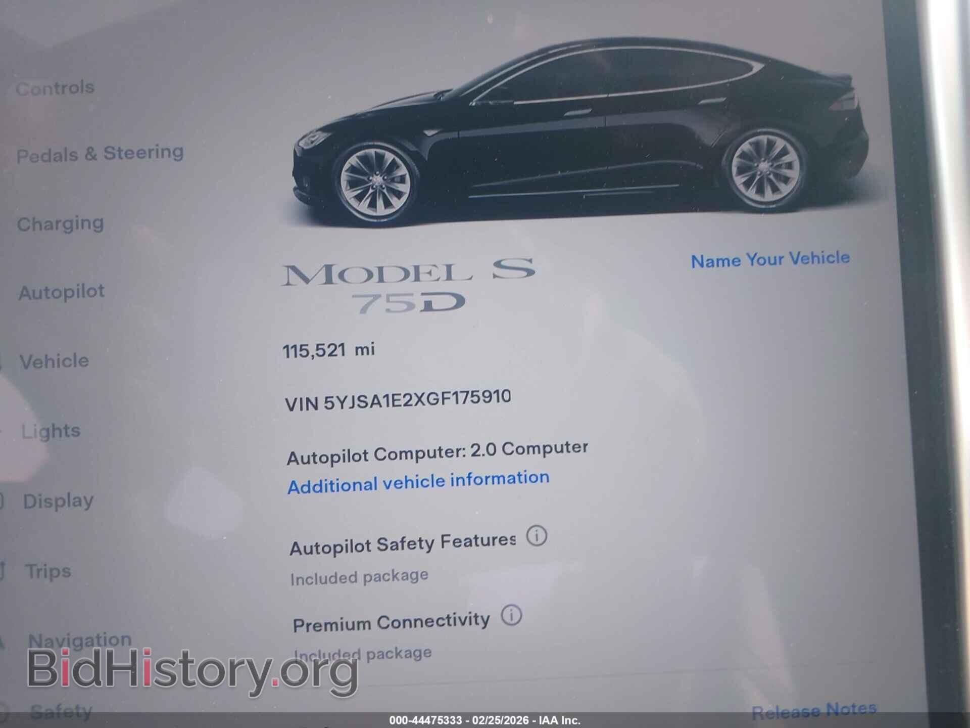 2016 TESLA MODEL S - VIN: 5YJSA1E2XGF175910 - Photo 7