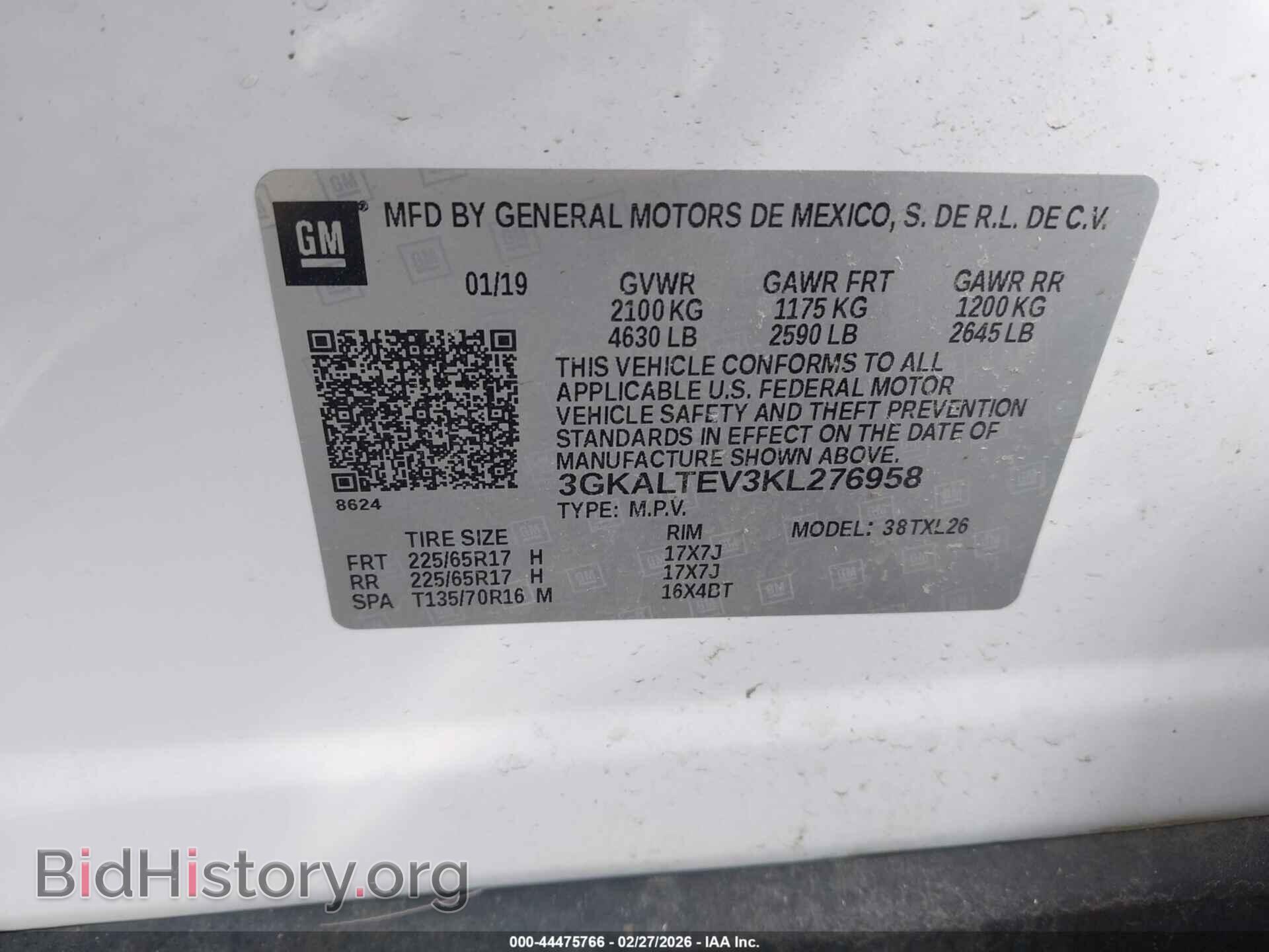 2019 GMC TERRAIN - VIN: 3GKALTEV3KL276958 - Фото 9