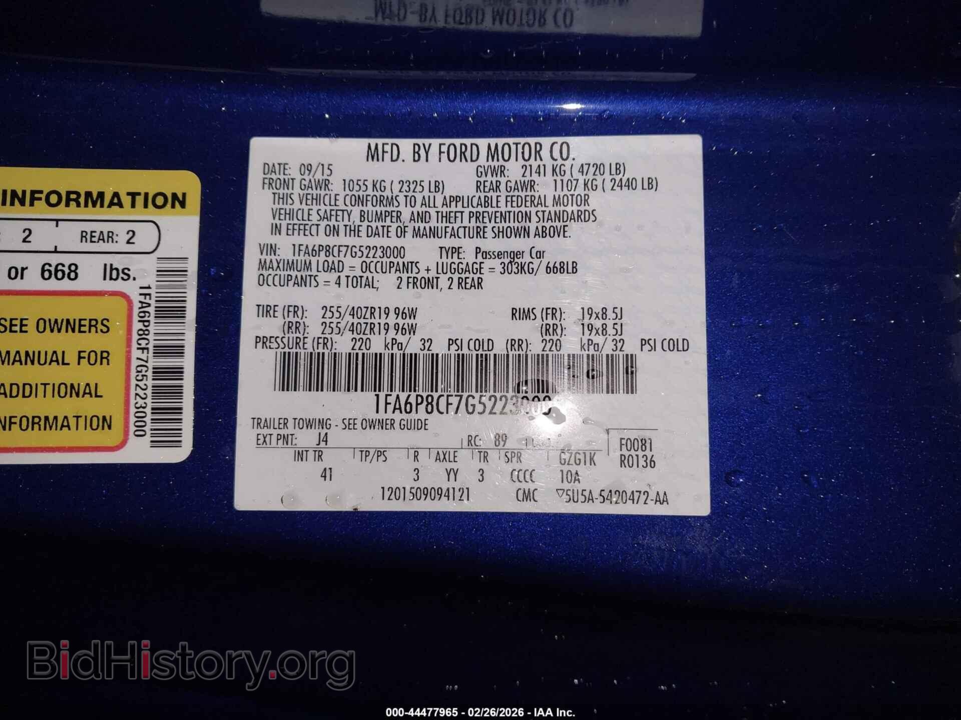 2016 FORD MUSTANG - VIN: 1FA6P8CF7G5223000 - Фото 9