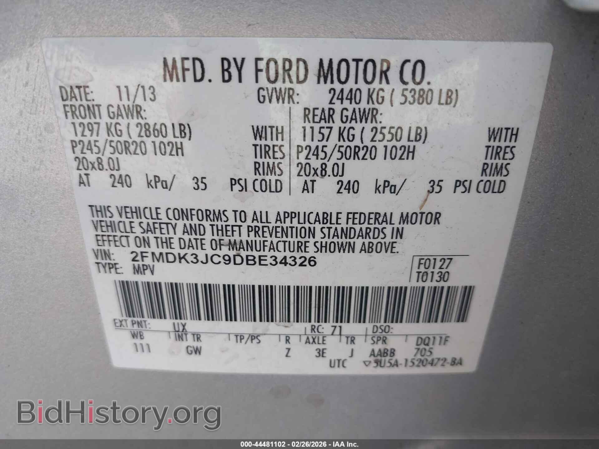 2013 FORD EDGE - VIN: 2FMDK3JC9DBE34326 - Photo 9