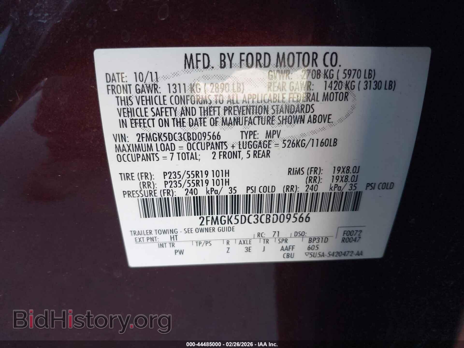 2012 FORD FLEX - VIN: 2FMGK5DC3CBD09566 - Photo 9