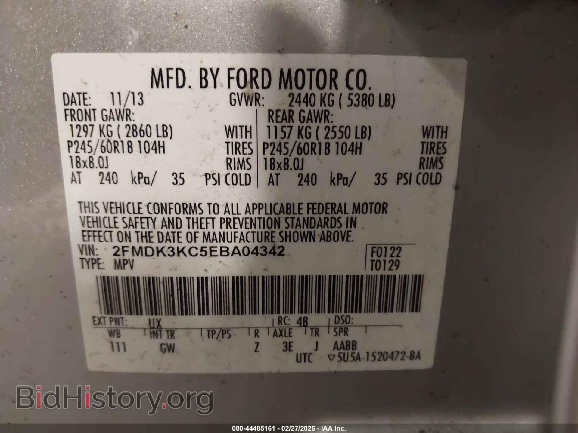 2014 FORD EDGE - VIN: 2FMDK3KC5EBA04342 - Фото 9