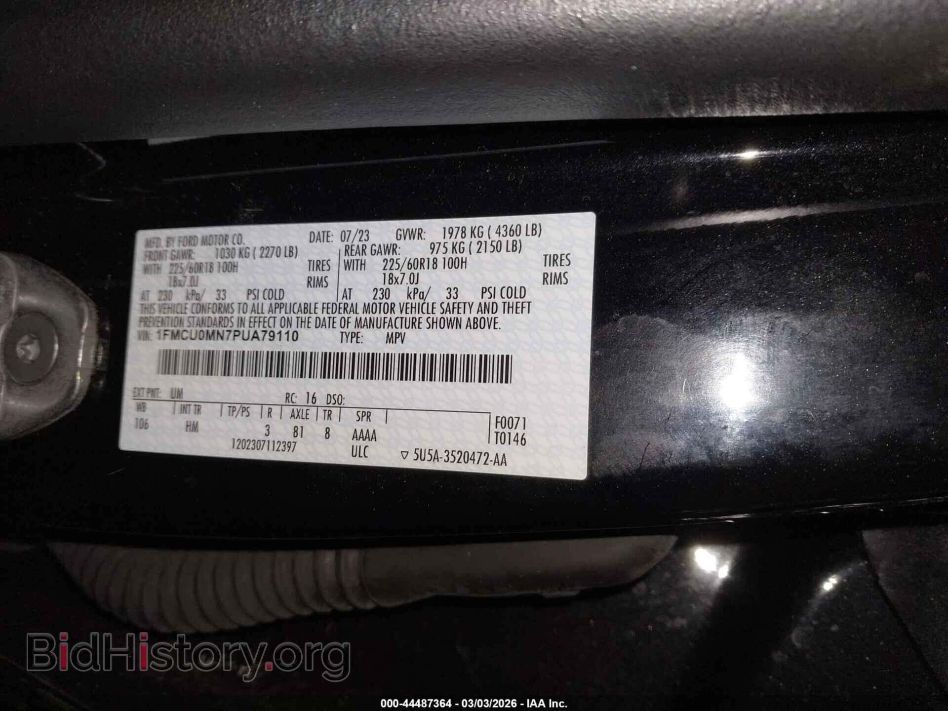 2023 FORD ESCAPE - VIN: 1FMCU0MN7PUA79110 - Фото 9
