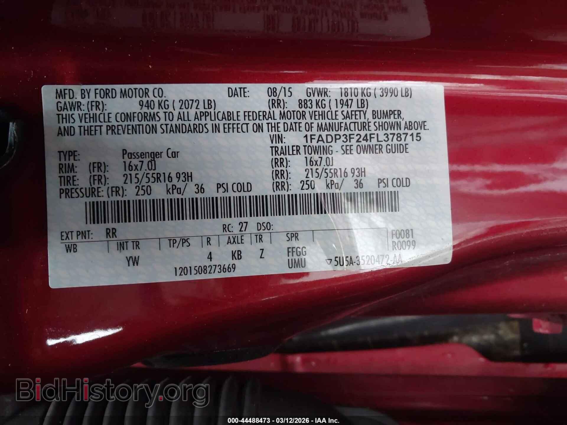 2015 FORD FOCUS - VIN: 1FADP3F24FL378715 - Фото 9