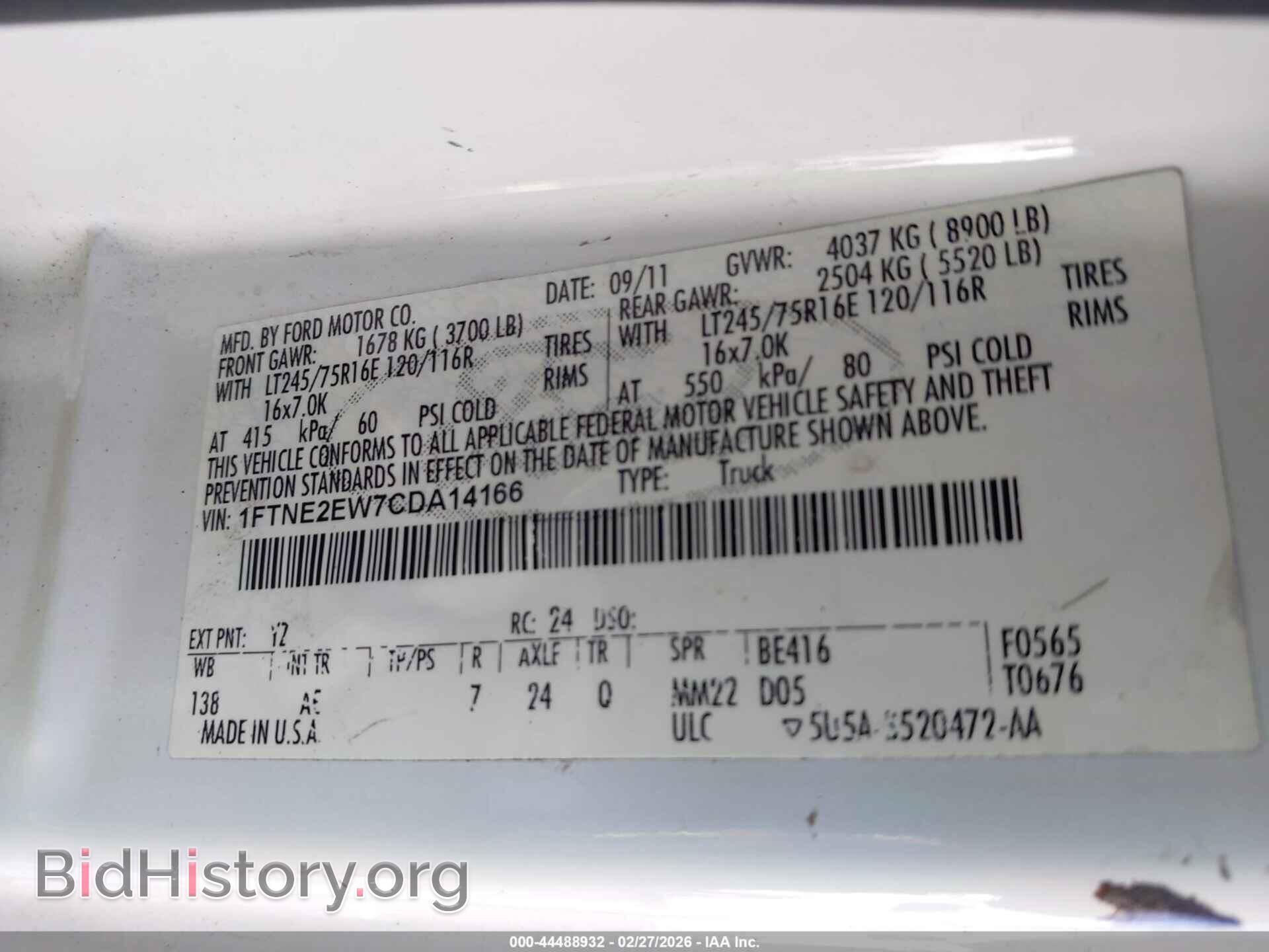 2012 FORD E-250 - VIN: 1FTNE2EW7CDA14166 - Photo 9