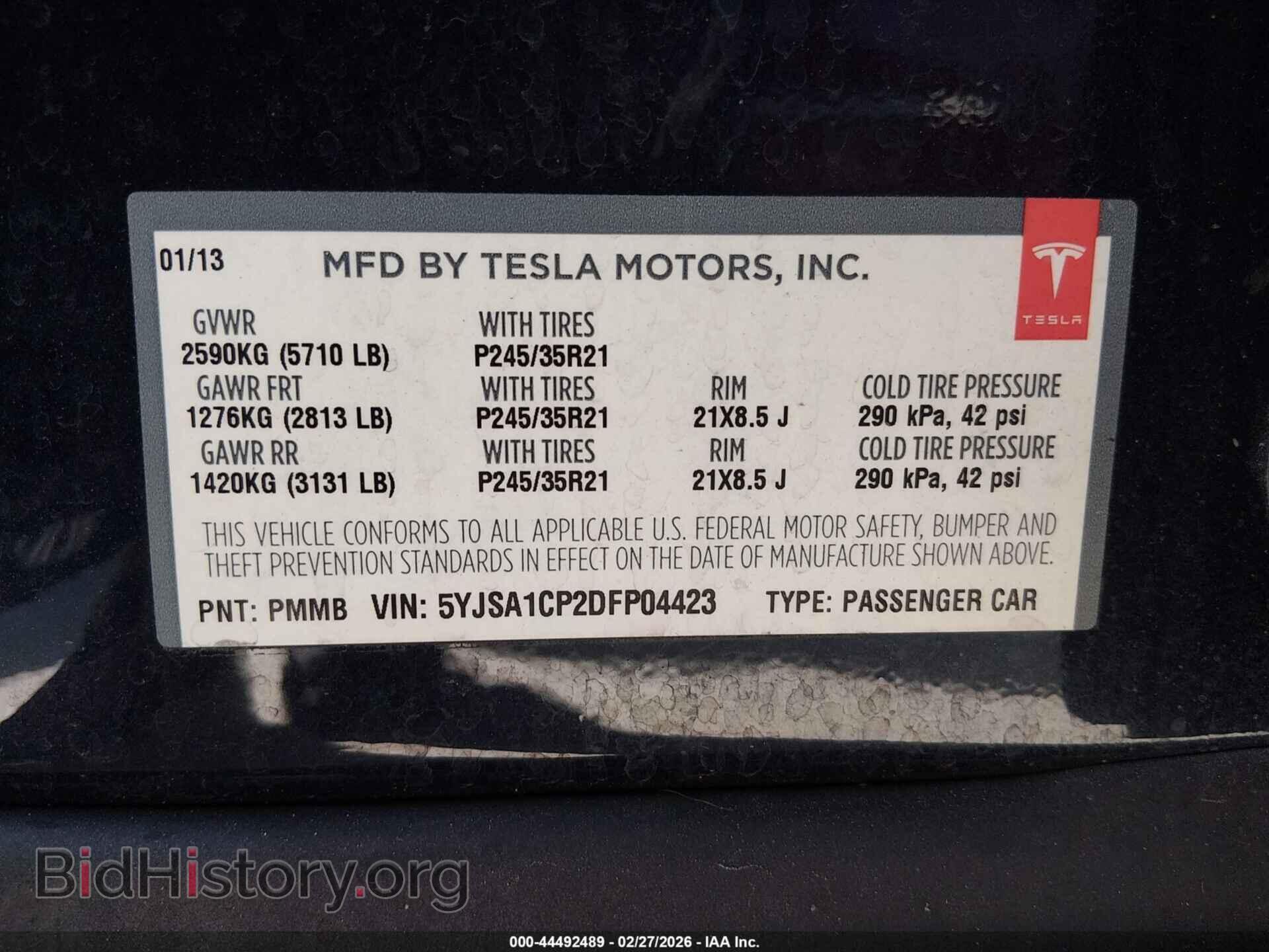 2013 TESLA MODEL S - VIN: 5YJSA1CP2DFP04423 - Фото 9