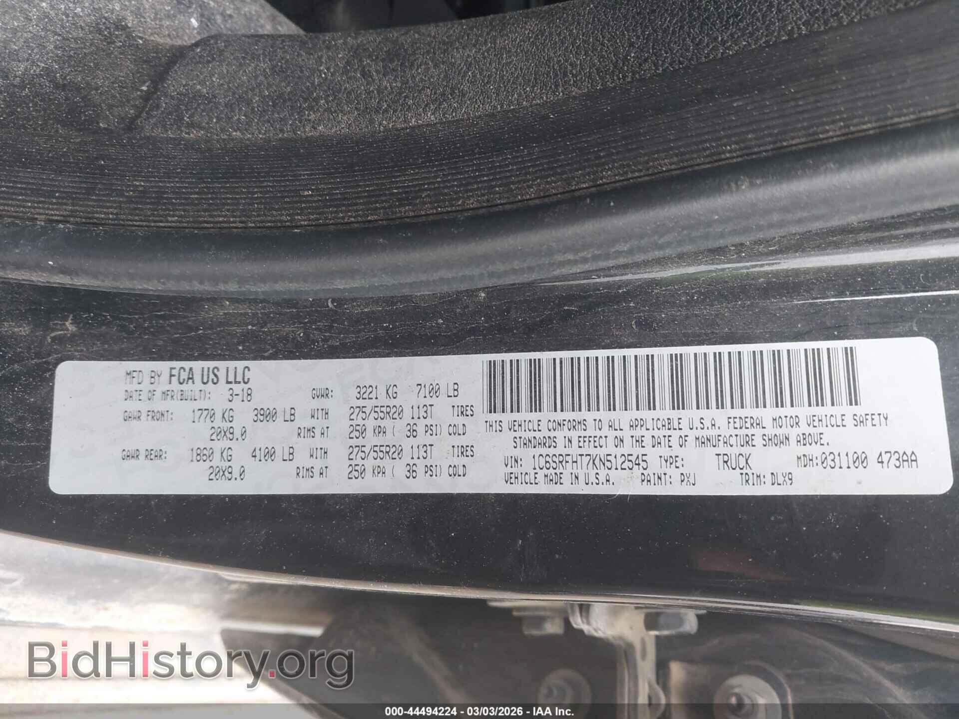 2019 RAM 1500 - VIN: 1C6SRFHT7KN512545 - Фото 9