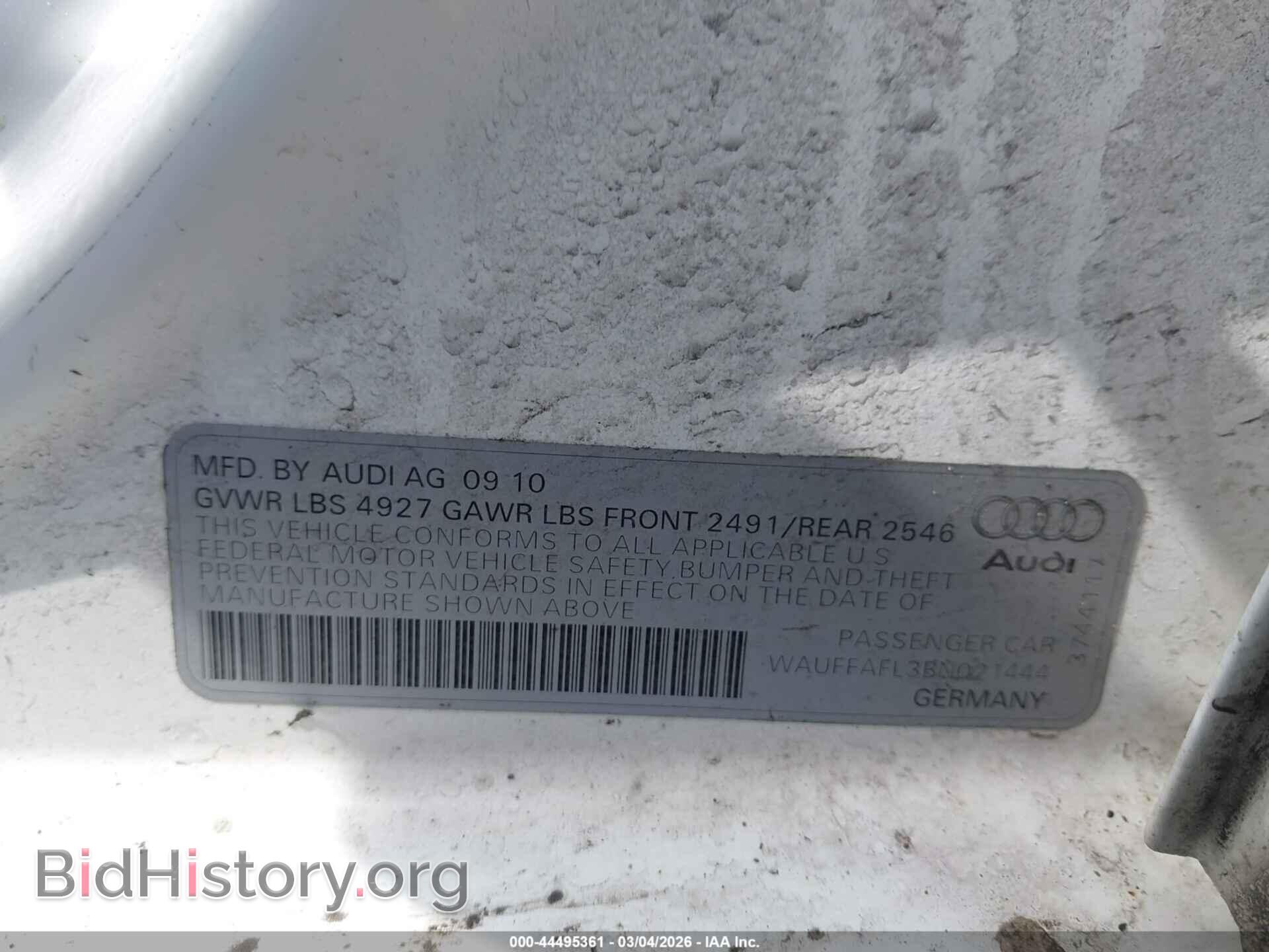 2011 AUDI A4 - VIN: WAUFFAFL3BN021444 - Photo 9