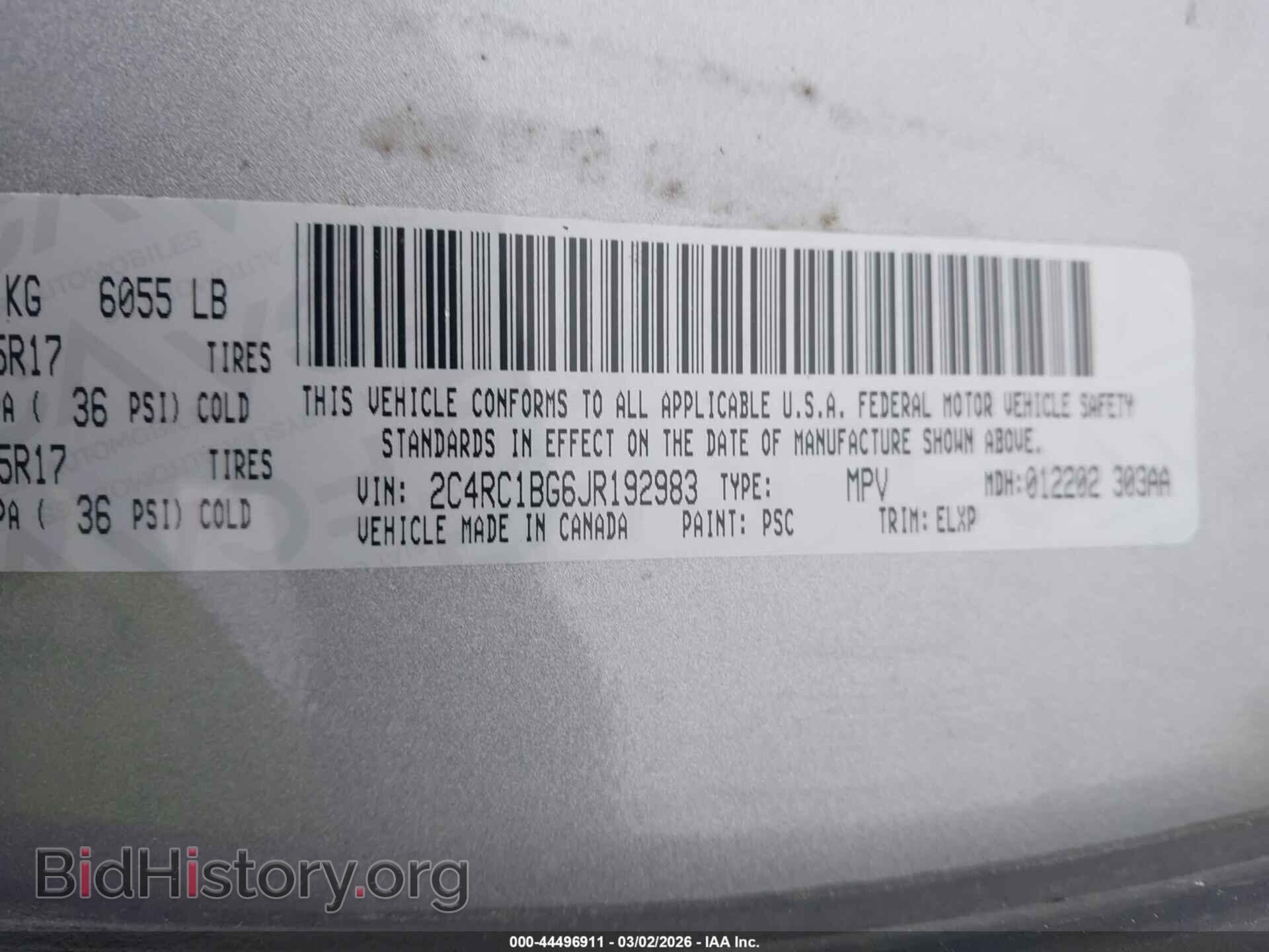 2018 CHRYSLER PACIFICA - VIN: 2C4RC1BG6JR192983 - Фото 9