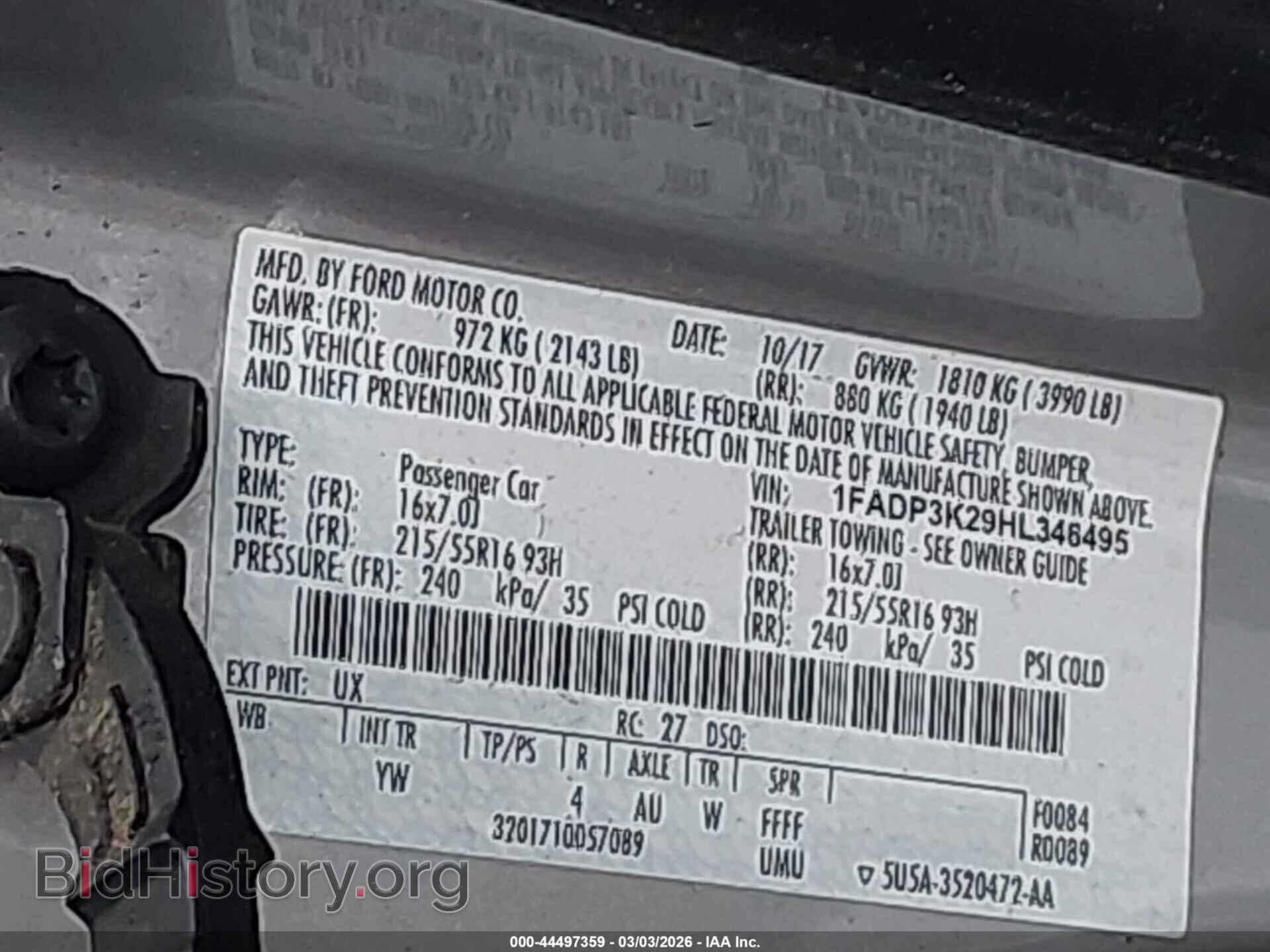 2017 FORD FOCUS - VIN: 1FADP3K29HL346495 - Фото 9
