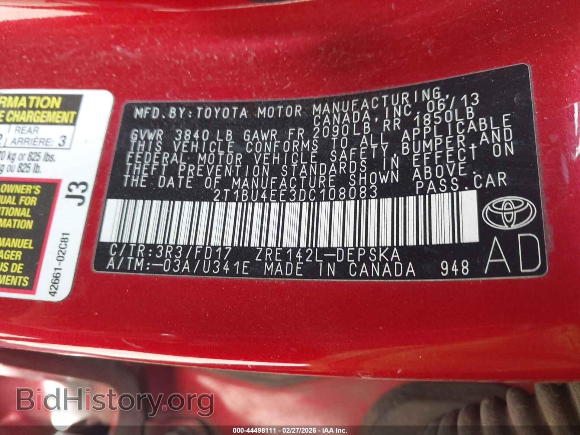 2013 TOYOTA COROLLA - VIN: 2T1BU4EE3DC108083 - Фото 9