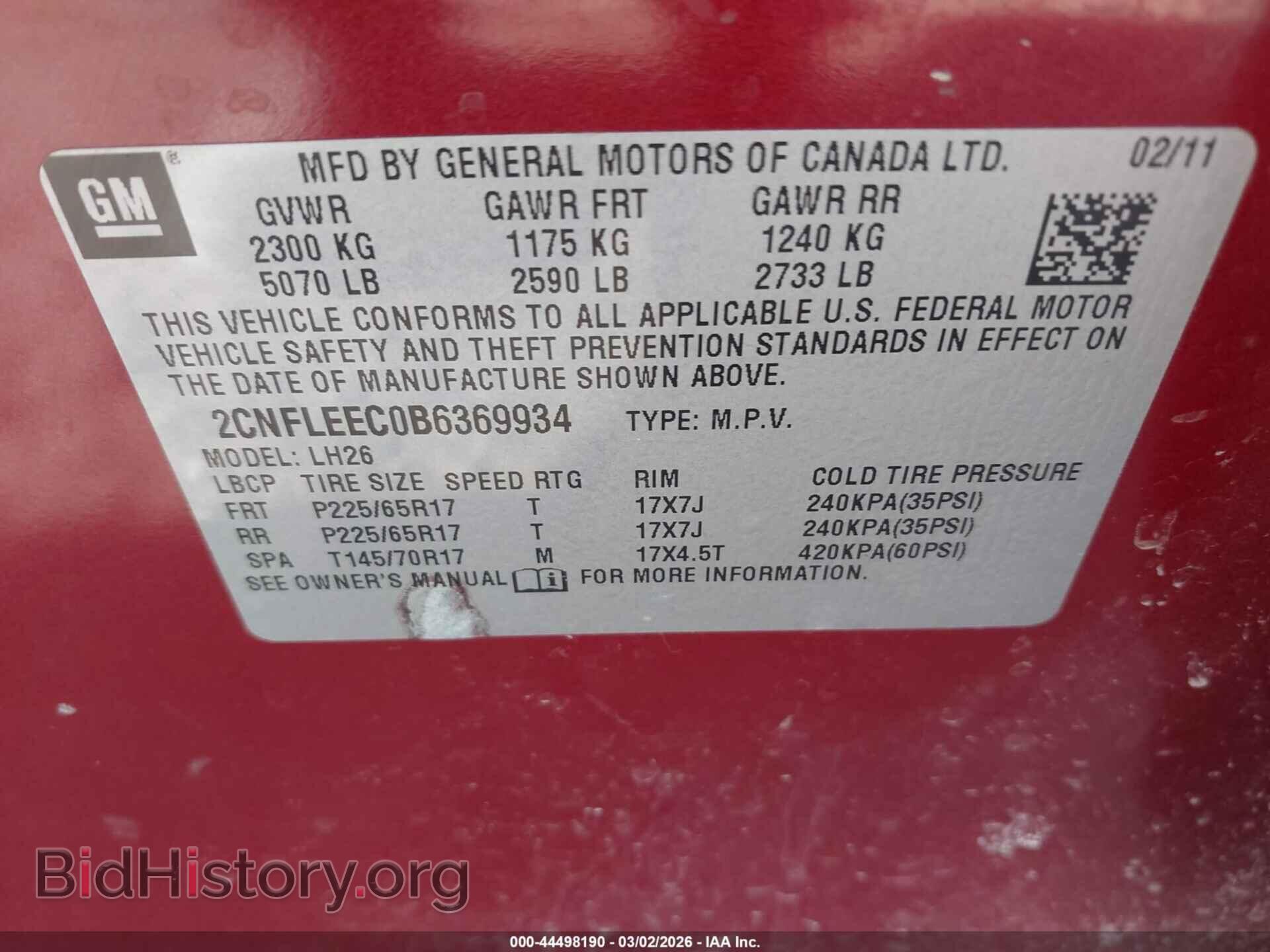2011 CHEVROLET EQUINOX - VIN: 2CNFLEEC0B6369934 - Фото 9