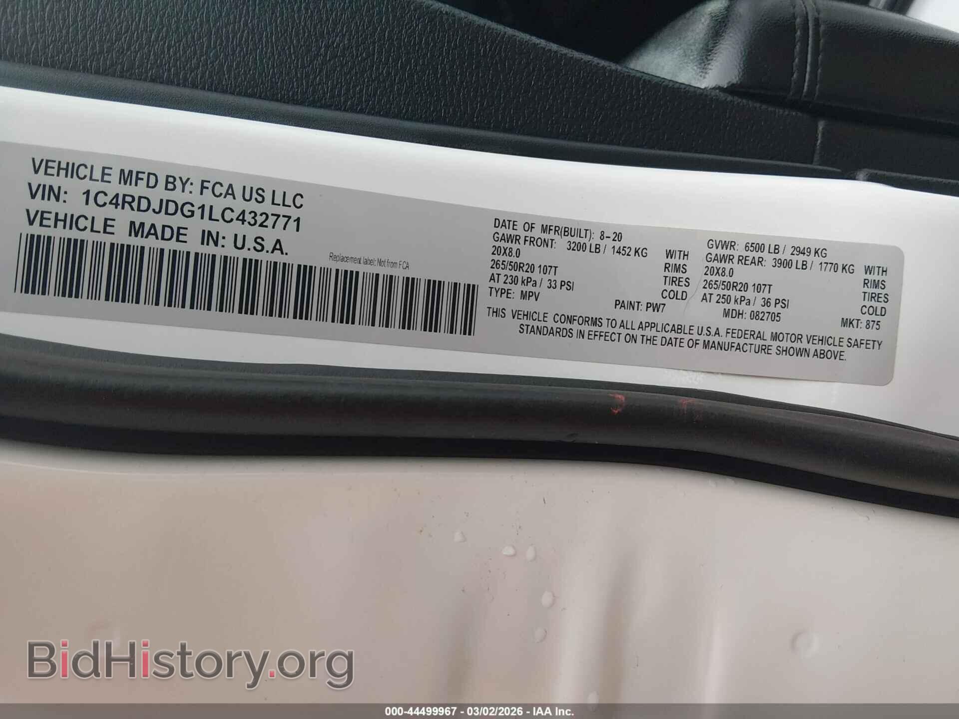 2020 DODGE DURANGO - VIN: 1C4RDJDG1LC432771 - Фото 9