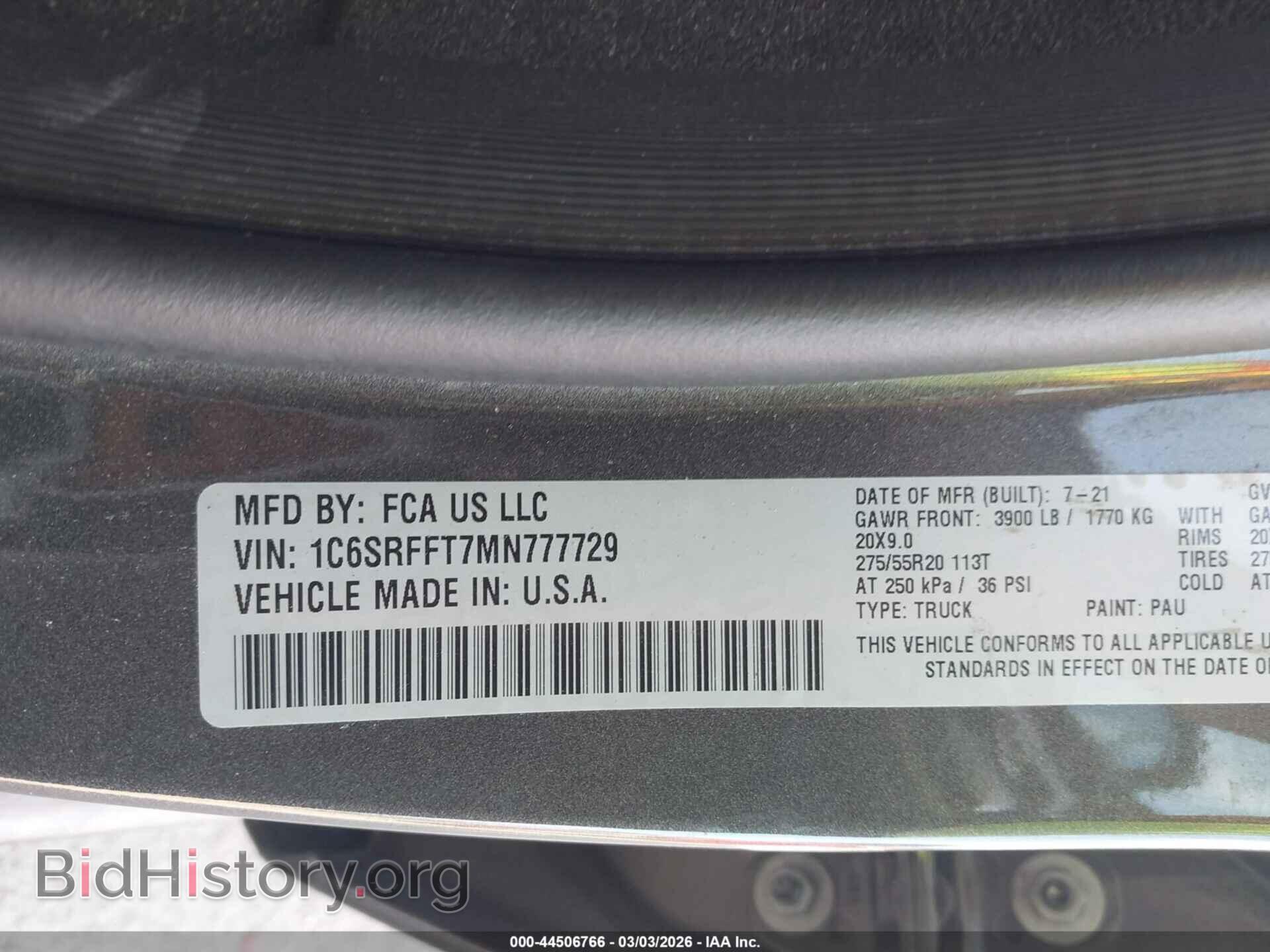 2021 RAM 1500 - VIN: 1C6SRFFT7MN777729 - Фото 9