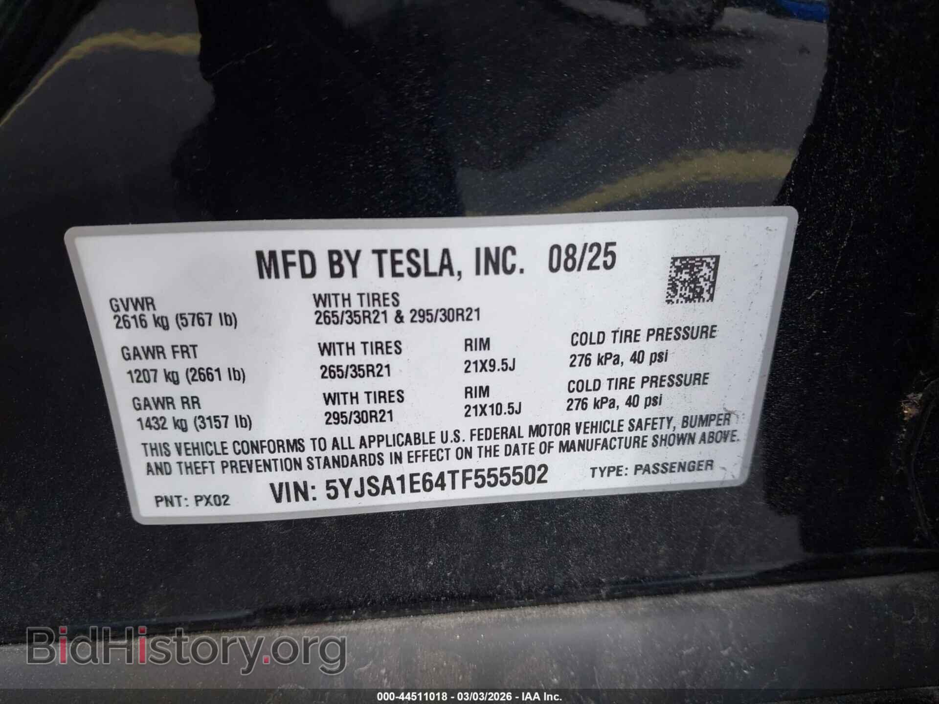 2026 TESLA MODEL S - VIN: 5YJSA1E64TF555502 - Photo 9