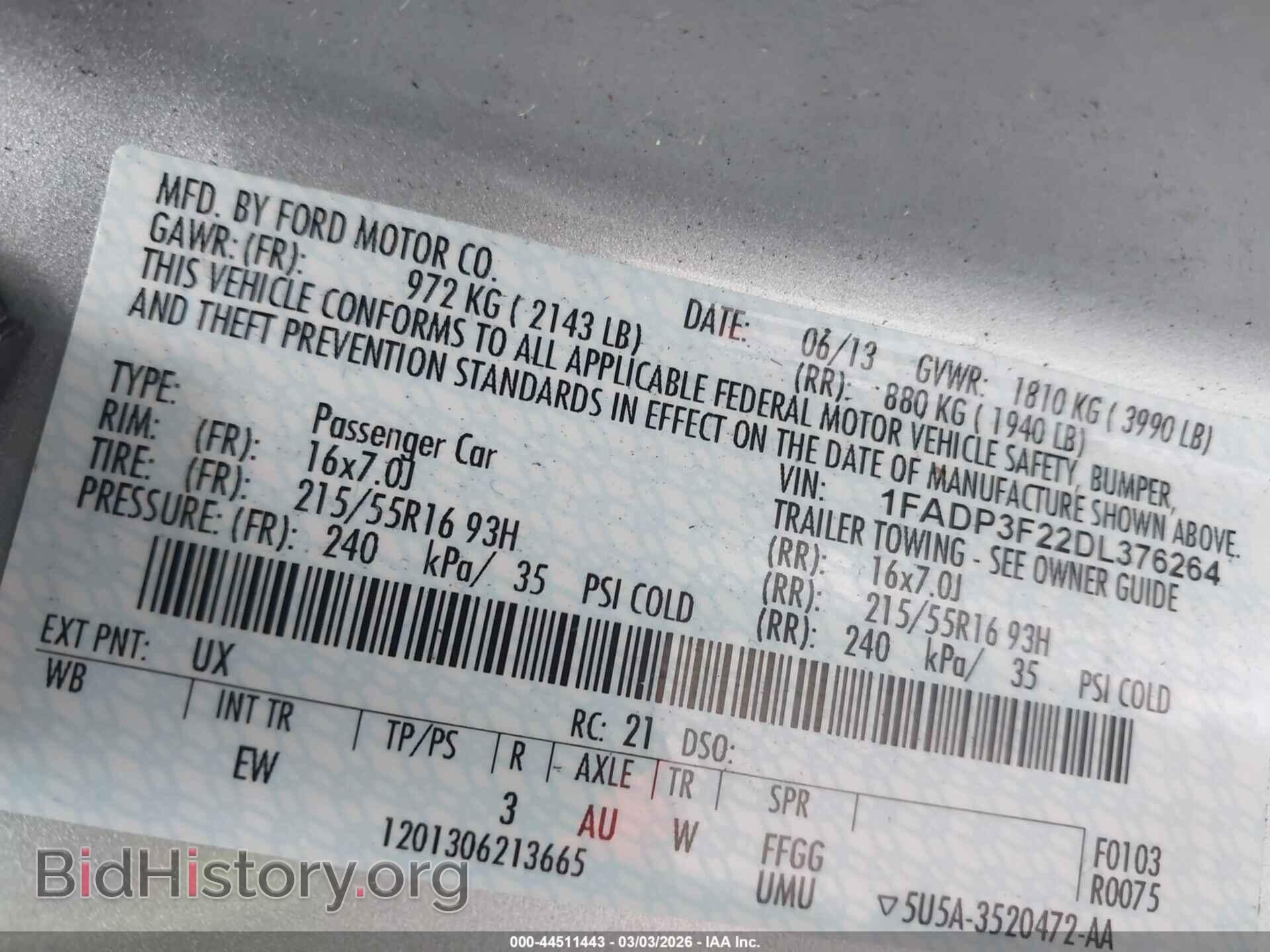 2013 FORD FOCUS - VIN: 1FADP3F22DL376264 - Фото 9