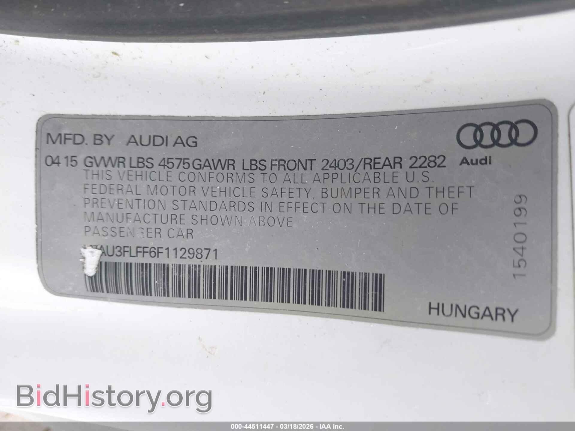 2015 AUDI A3 - VIN: WAU3FLFF6F1129871 - Фото 9