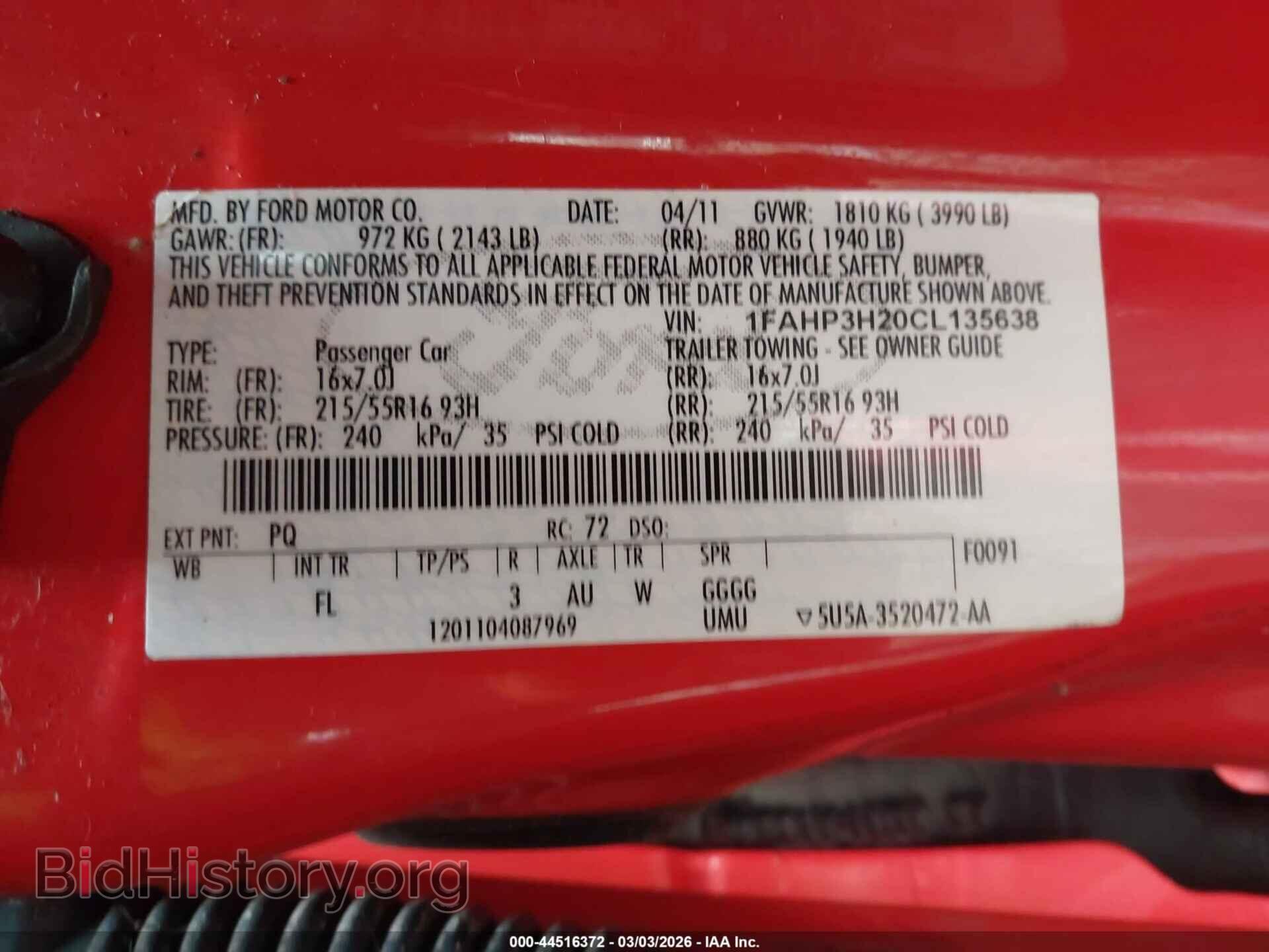 2012 FORD FOCUS - VIN: 1FAHP3H20CL135638 - Фото 9