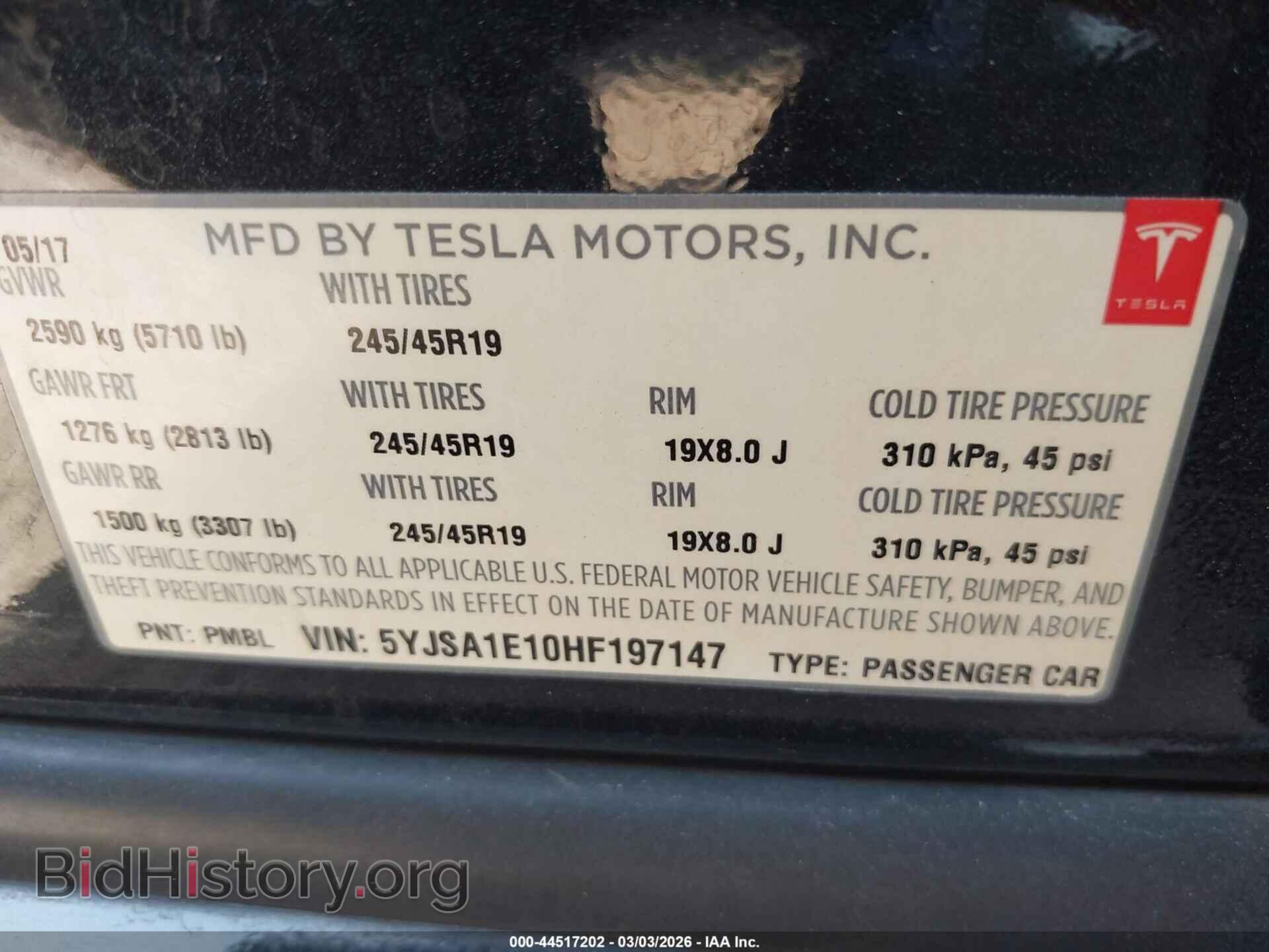 2017 TESLA MODEL S - VIN: 5YJSA1E10HF197147 - Фото 9