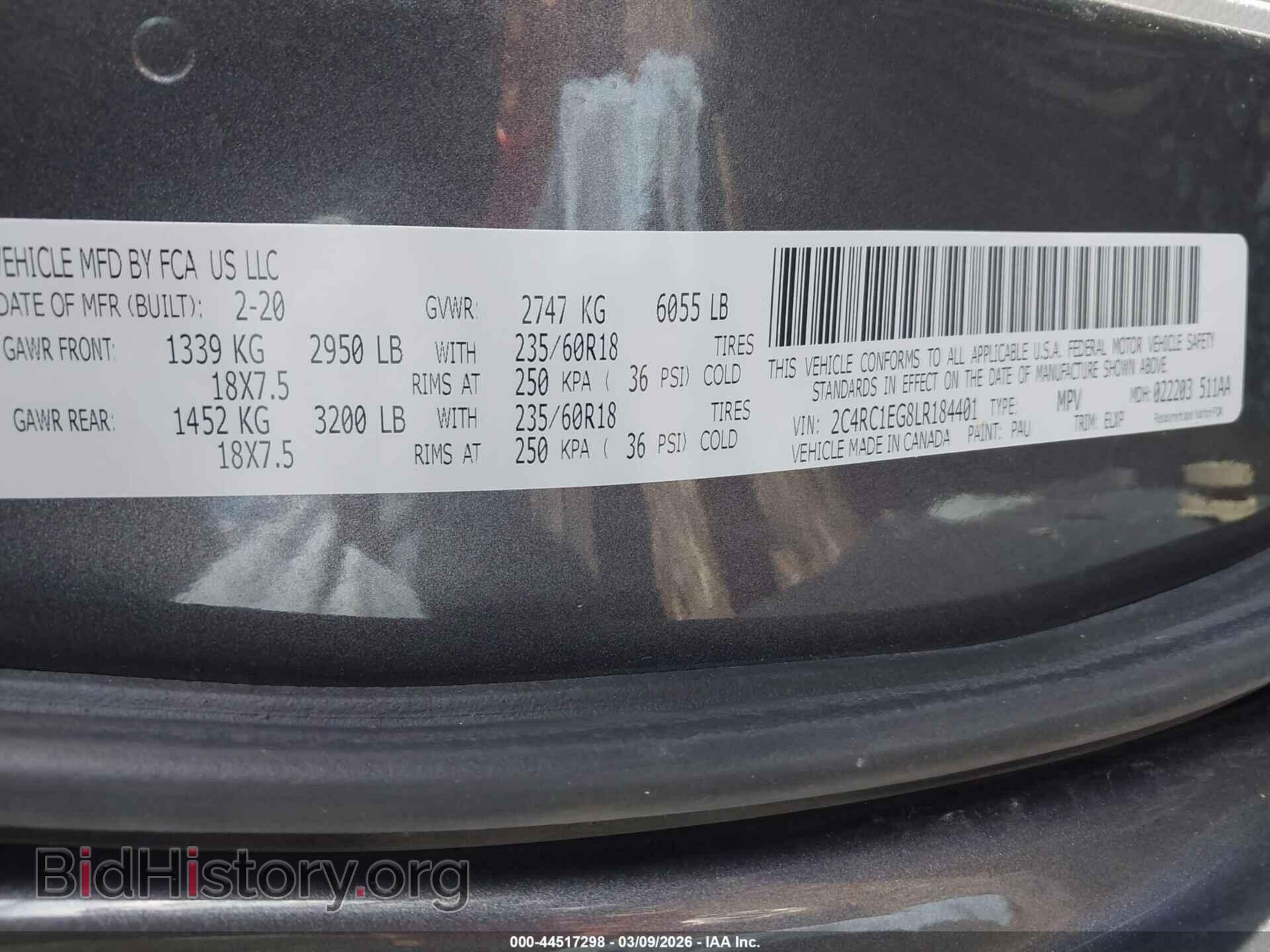 2020 CHRYSLER PACIFICA - VIN: 2C4RC1EG8LR184401 - Photo 9
