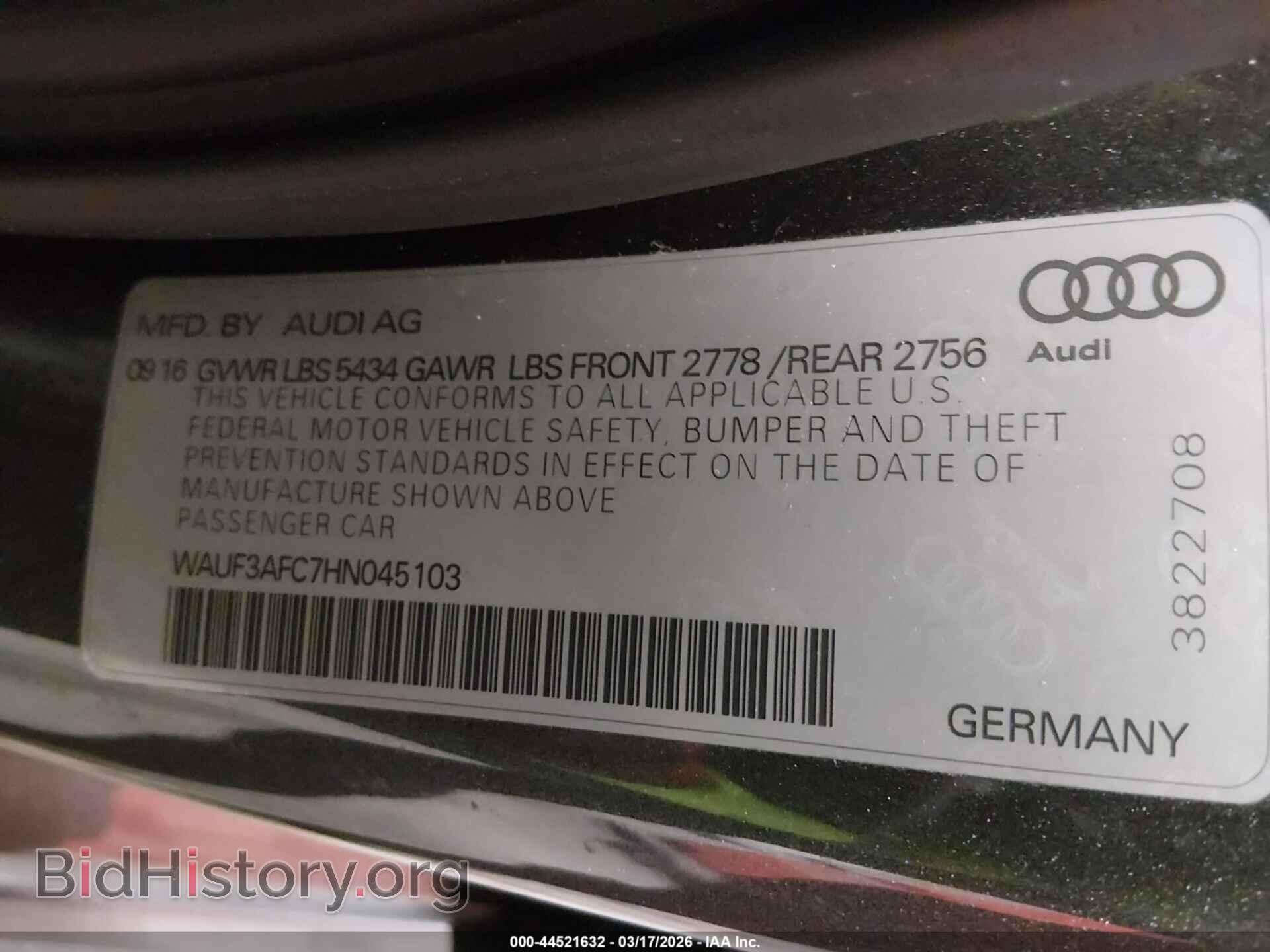 2017 AUDI A6 - VIN: WAUF3AFC7HN045103 - Фото 9