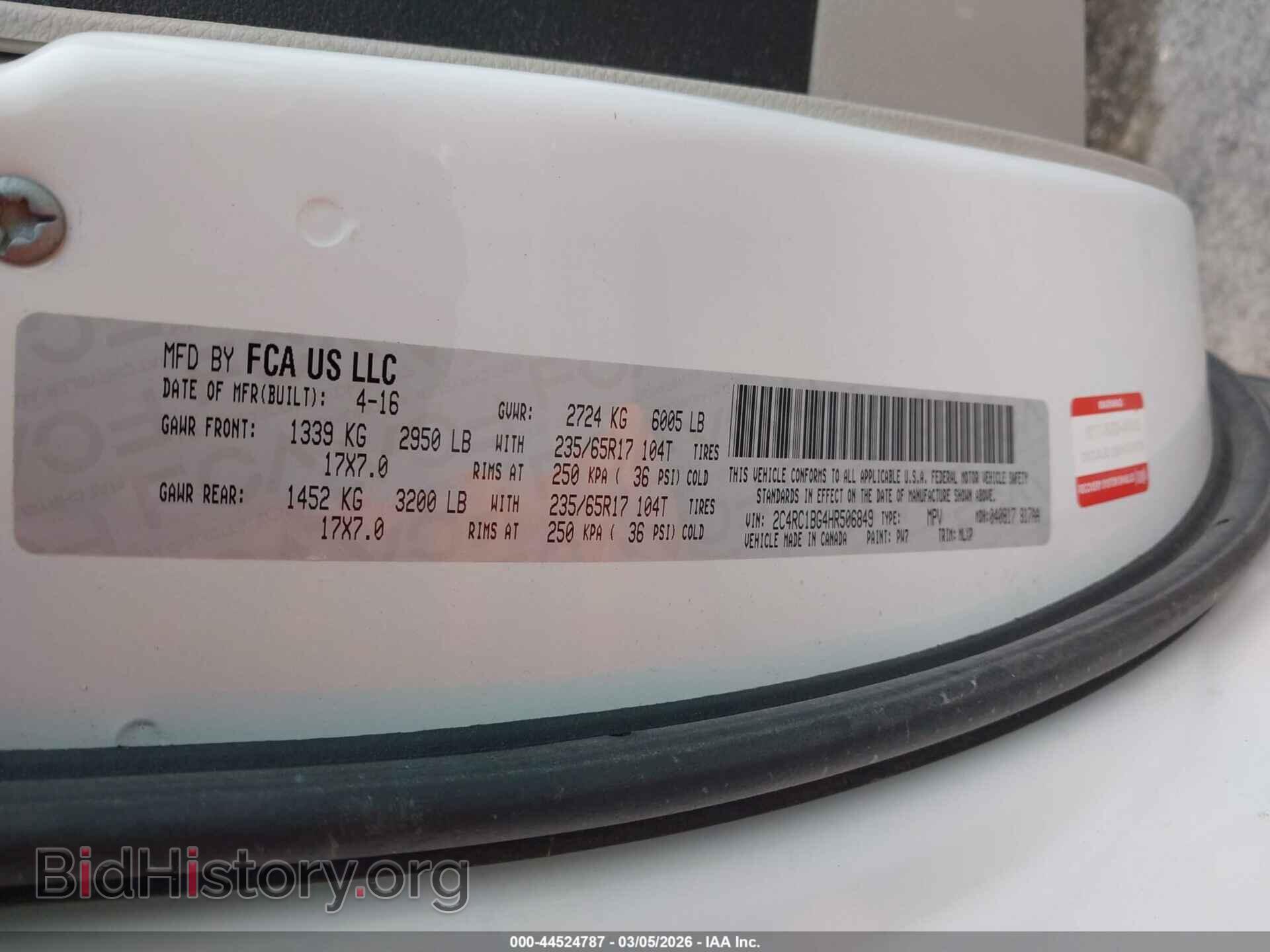 2017 CHRYSLER PACIFICA - VIN: 2C4RC1BG4HR506849 - Photo 9