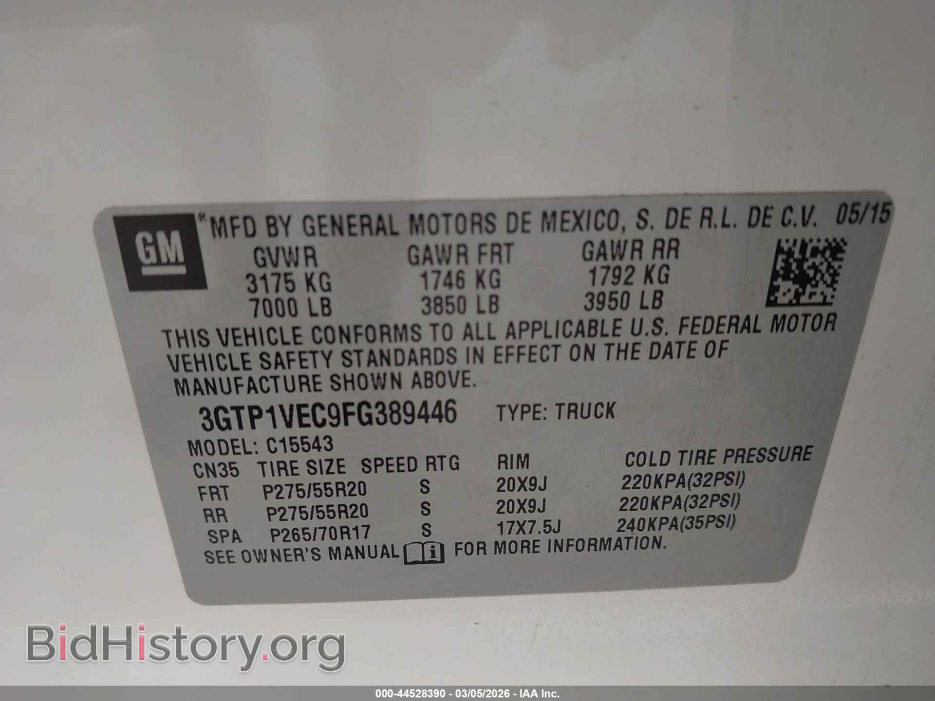 2015 GMC SIERRA 1500 - VIN: 3GTP1VEC9FG389446 - Фото 9