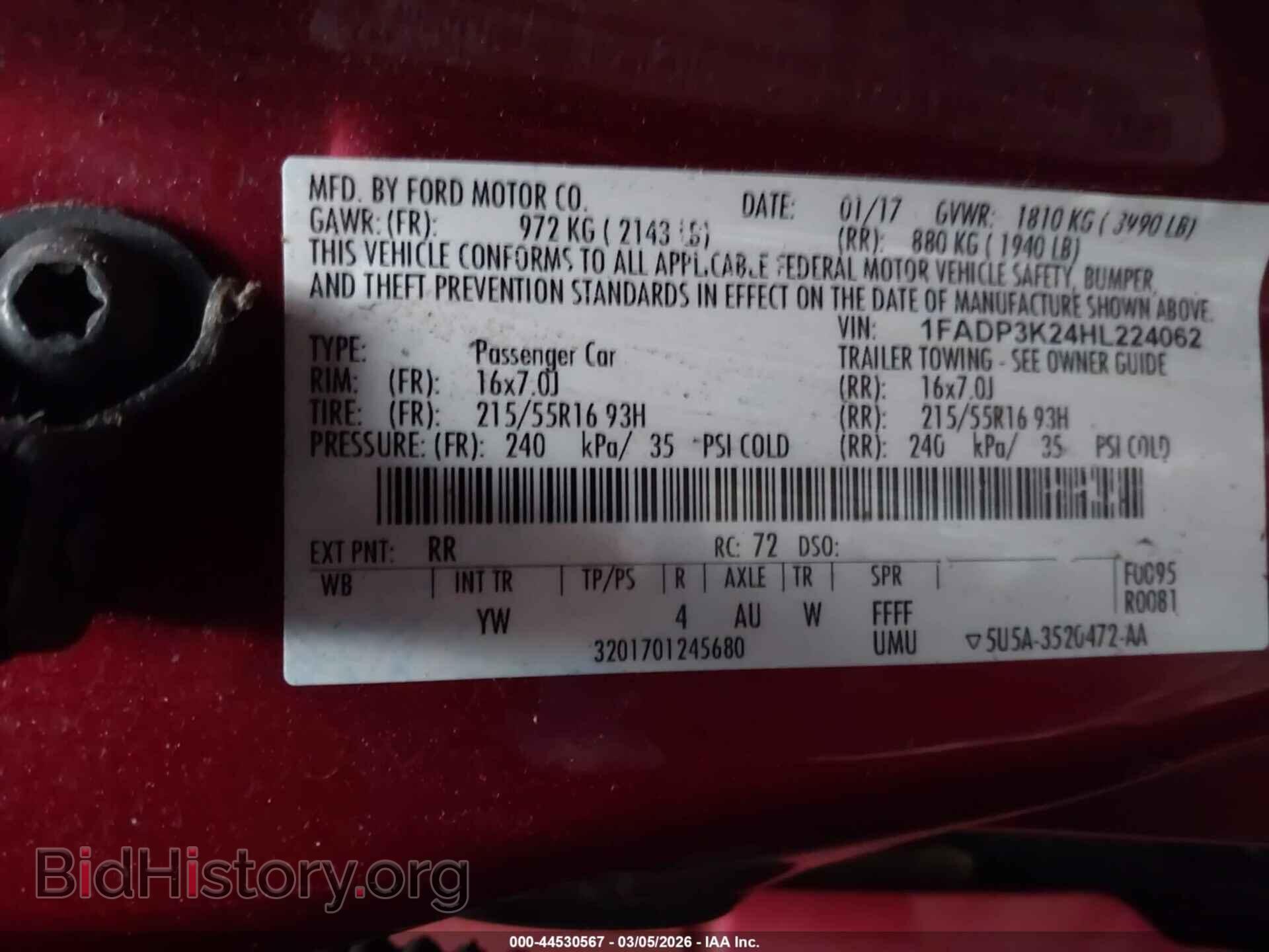2017 FORD FOCUS - VIN: 1FADP3K24HL224062 - Фото 9