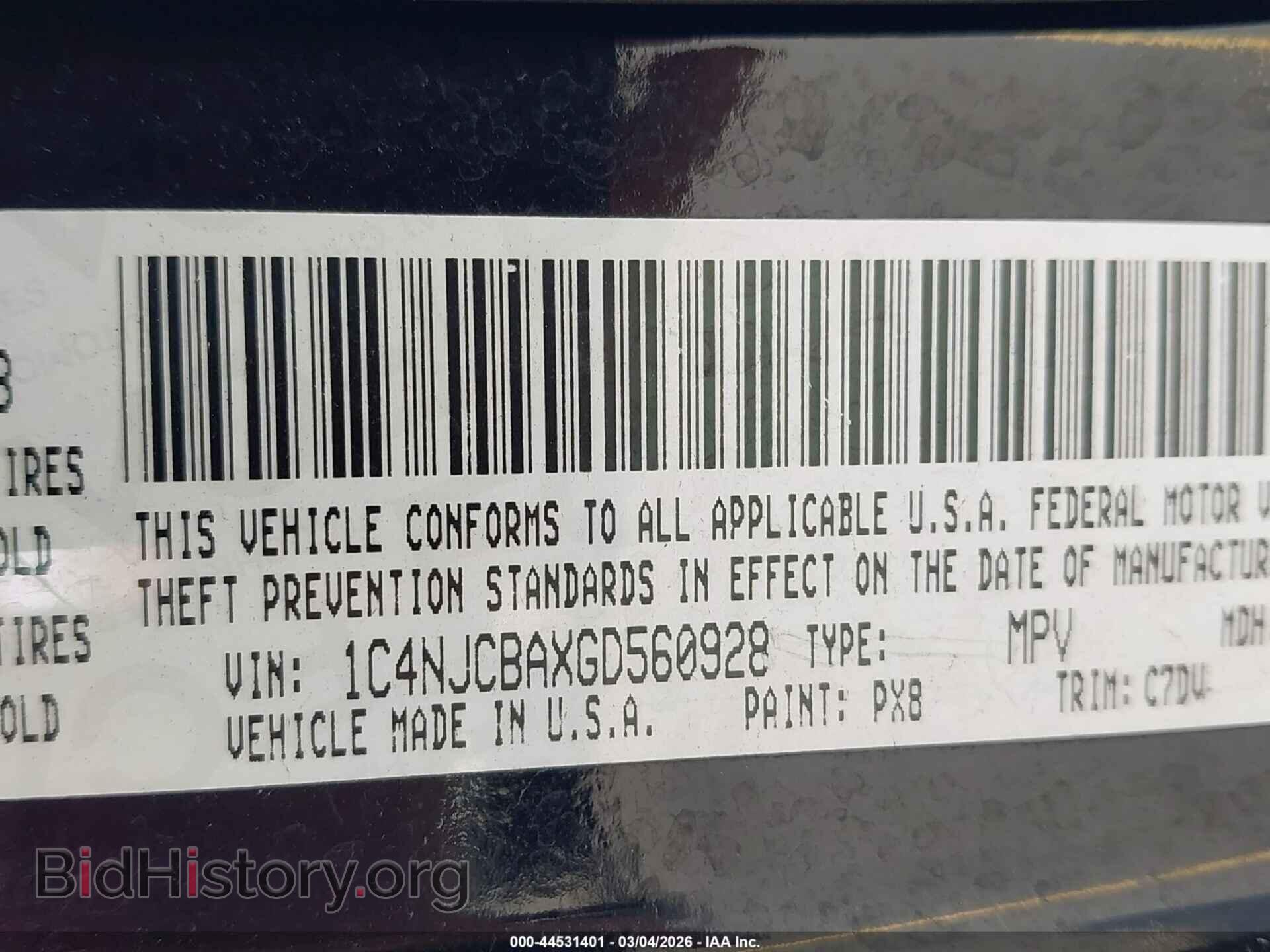 2016 JEEP COMPASS - VIN: 1C4NJCBAXGD560928 - Фото 9